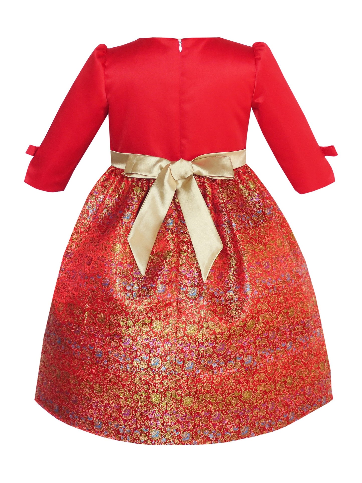 Girls Dress Fit & Flare Glitter Jacquard Christmas Holiday Red