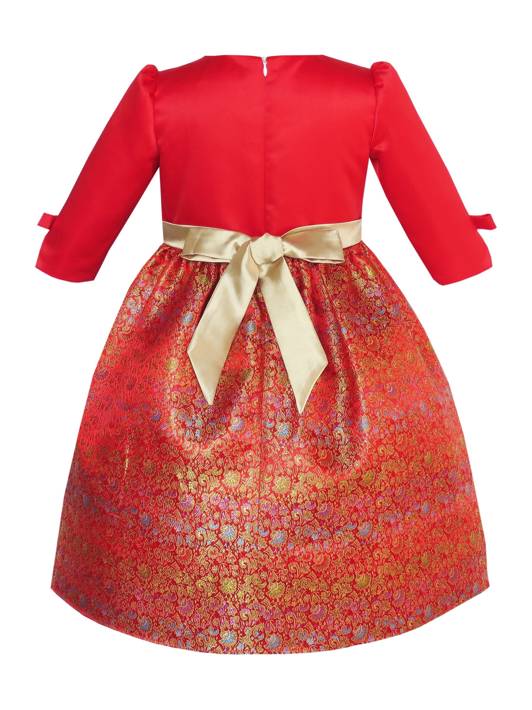 Girls Dress Fit & Flare Glitter Jacquard Christmas Holiday Red