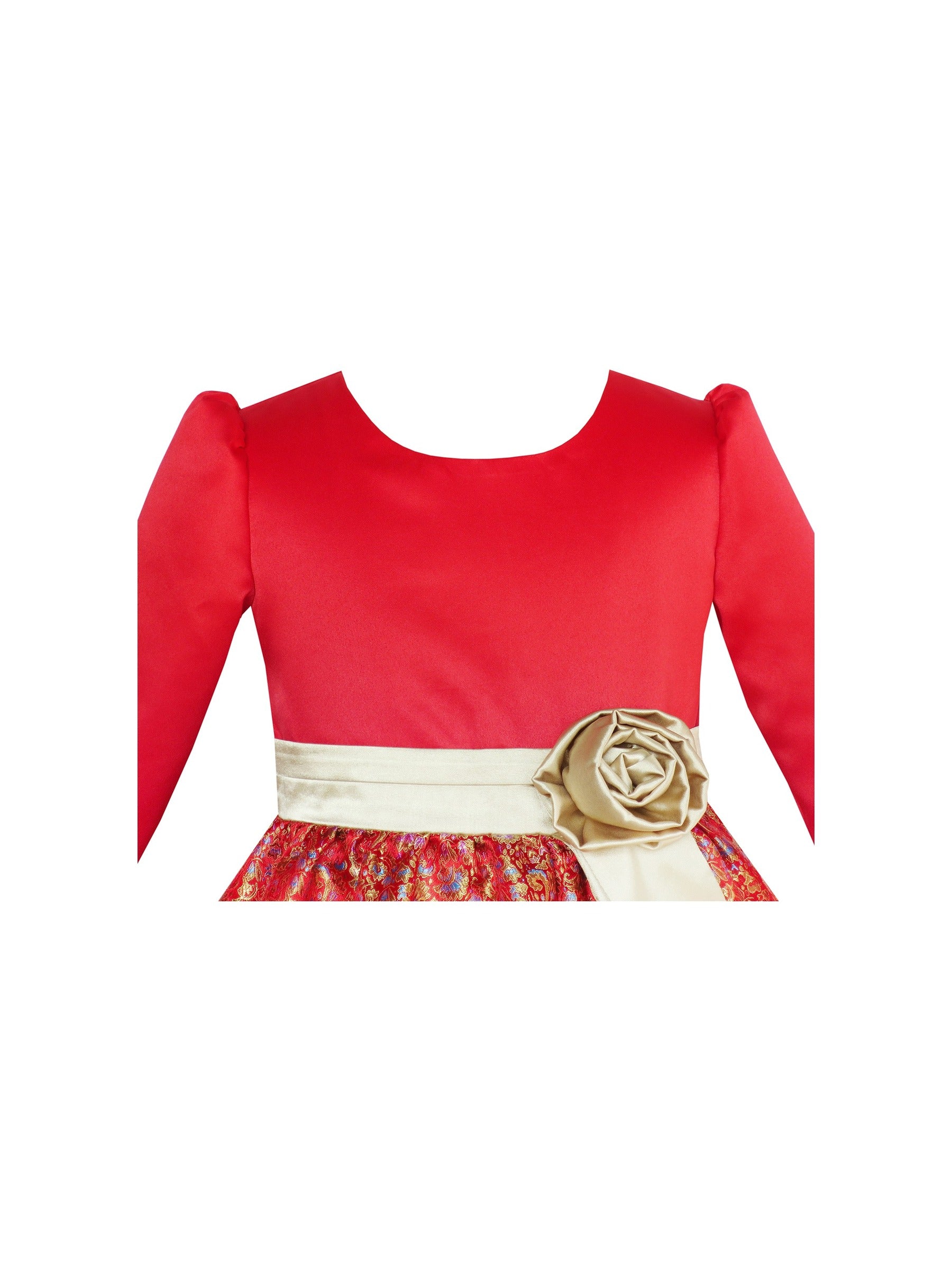 Girls Dress Fit & Flare Glitter Jacquard Christmas Holiday Red