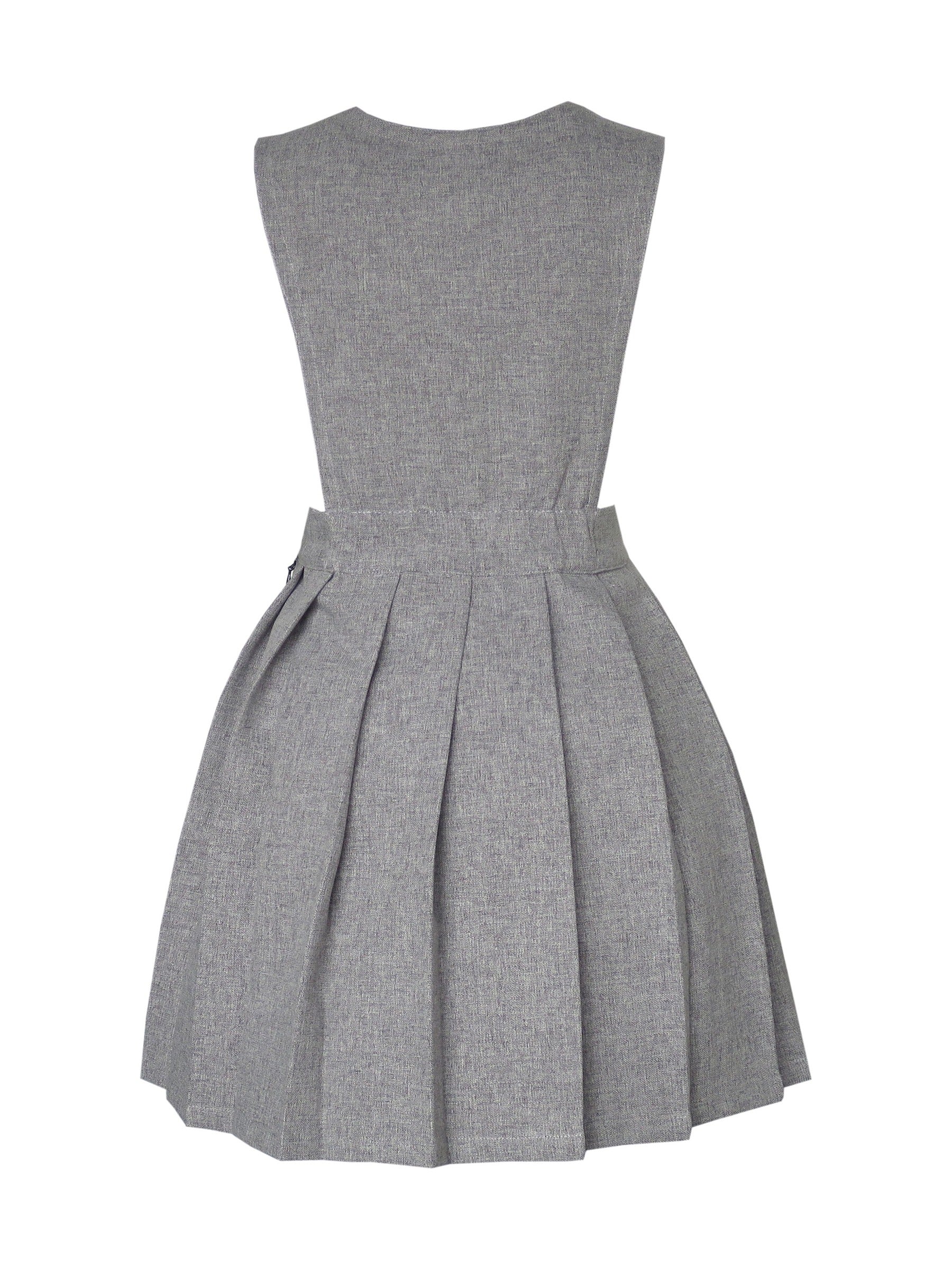 Girls Dress V Neck Pleated Hem School Uniform Gray