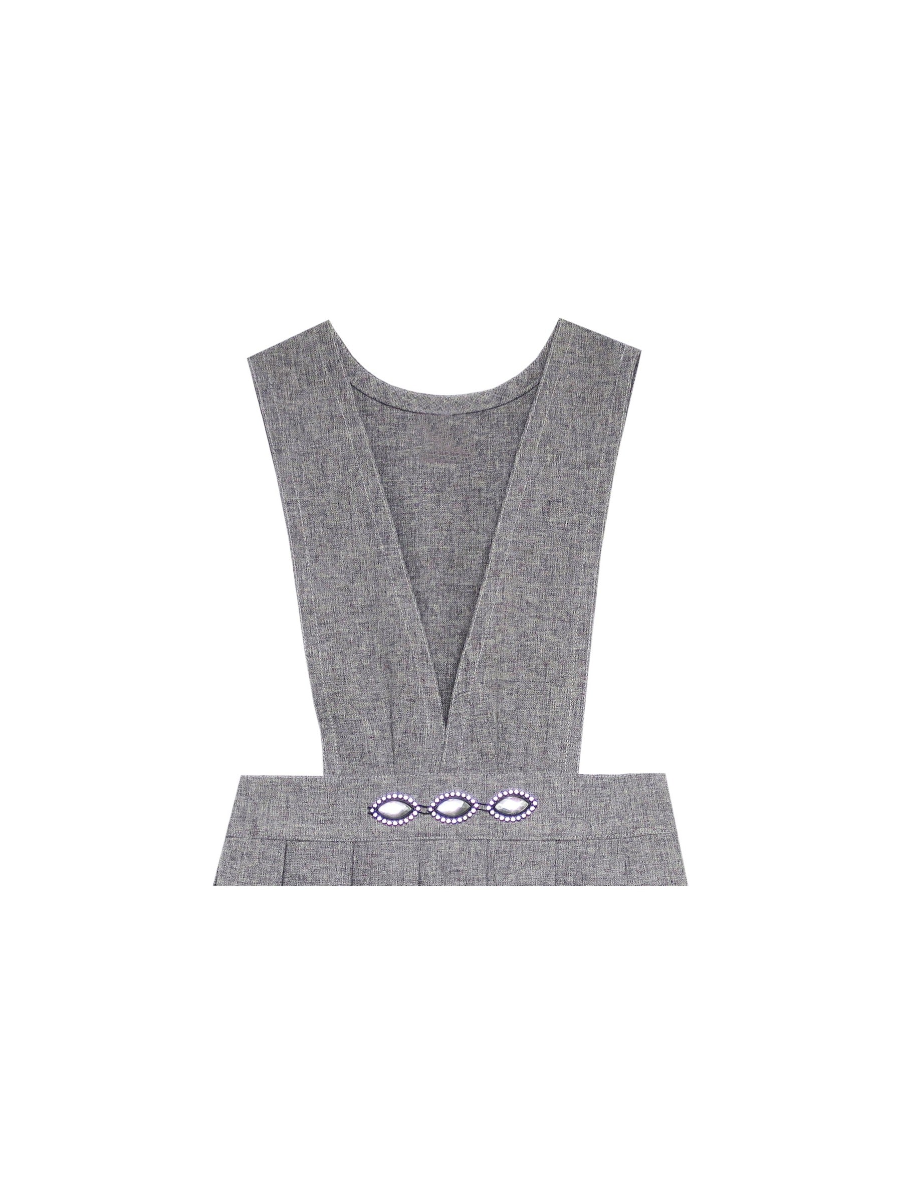 Girls Dress V Neck Pleated Hem School Uniform Gray