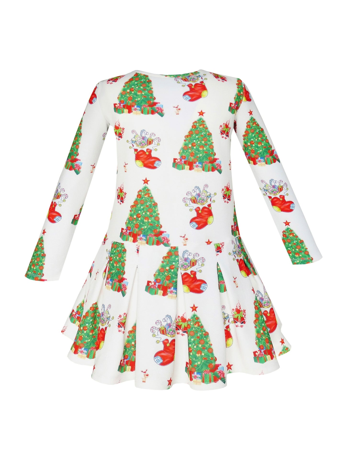 Girls Dress Christmas Santa Reindeer 2-in-1 Top Dress White