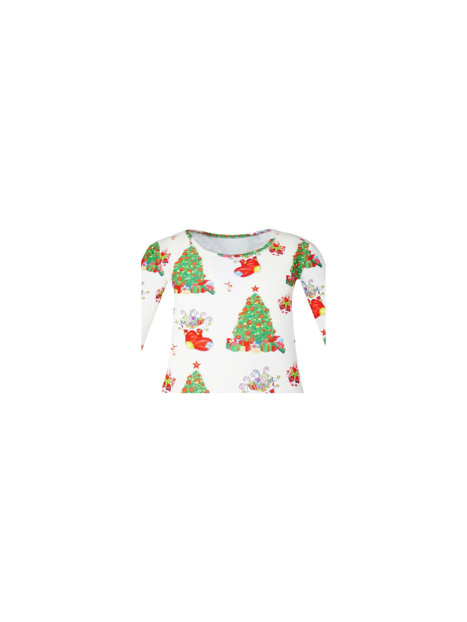 Girls Dress Christmas Santa Reindeer 2-in-1 Top Dress White
