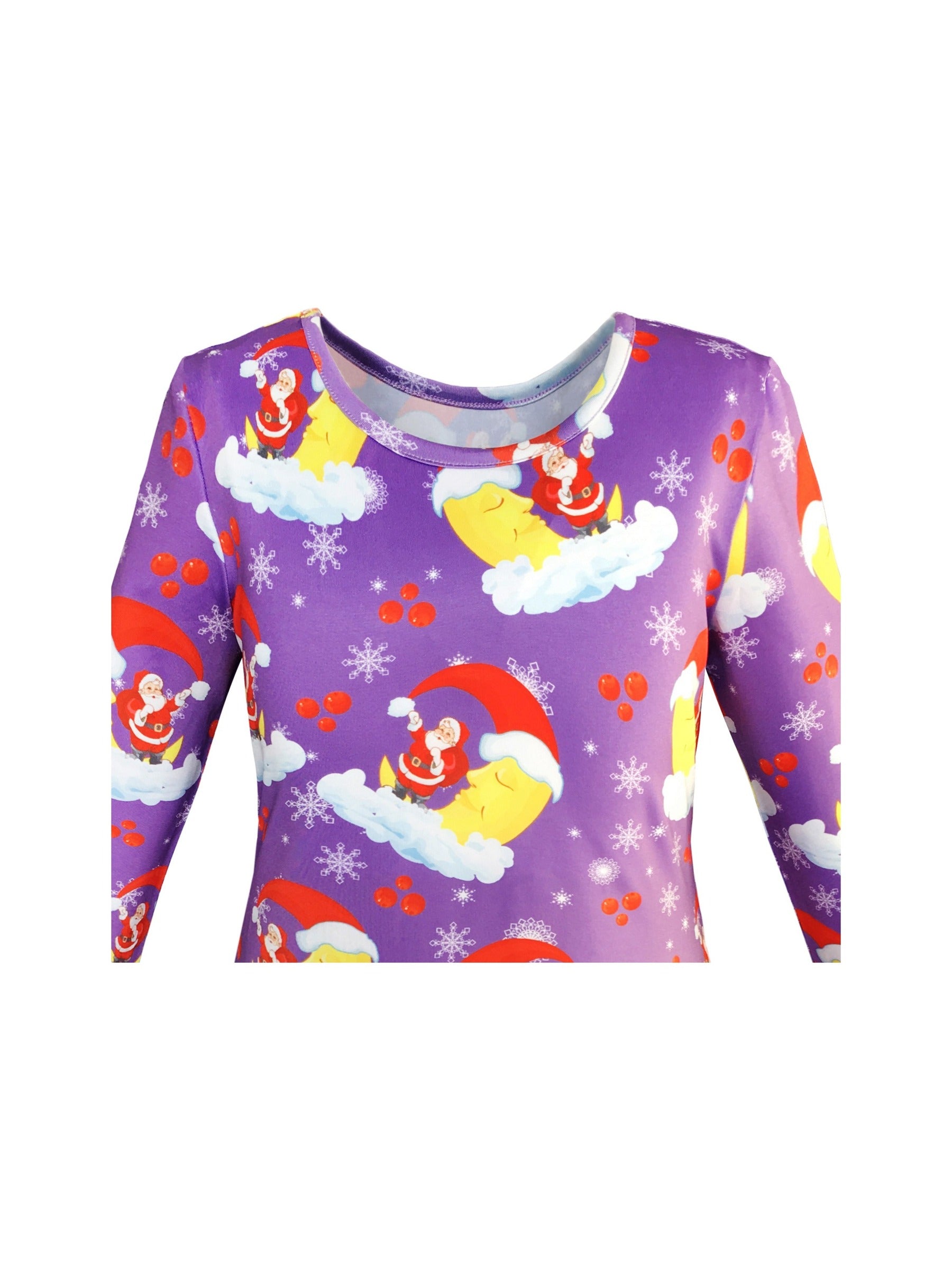 Girls Dress Christmas Santa Xmas Tree Jingle Bell Purple