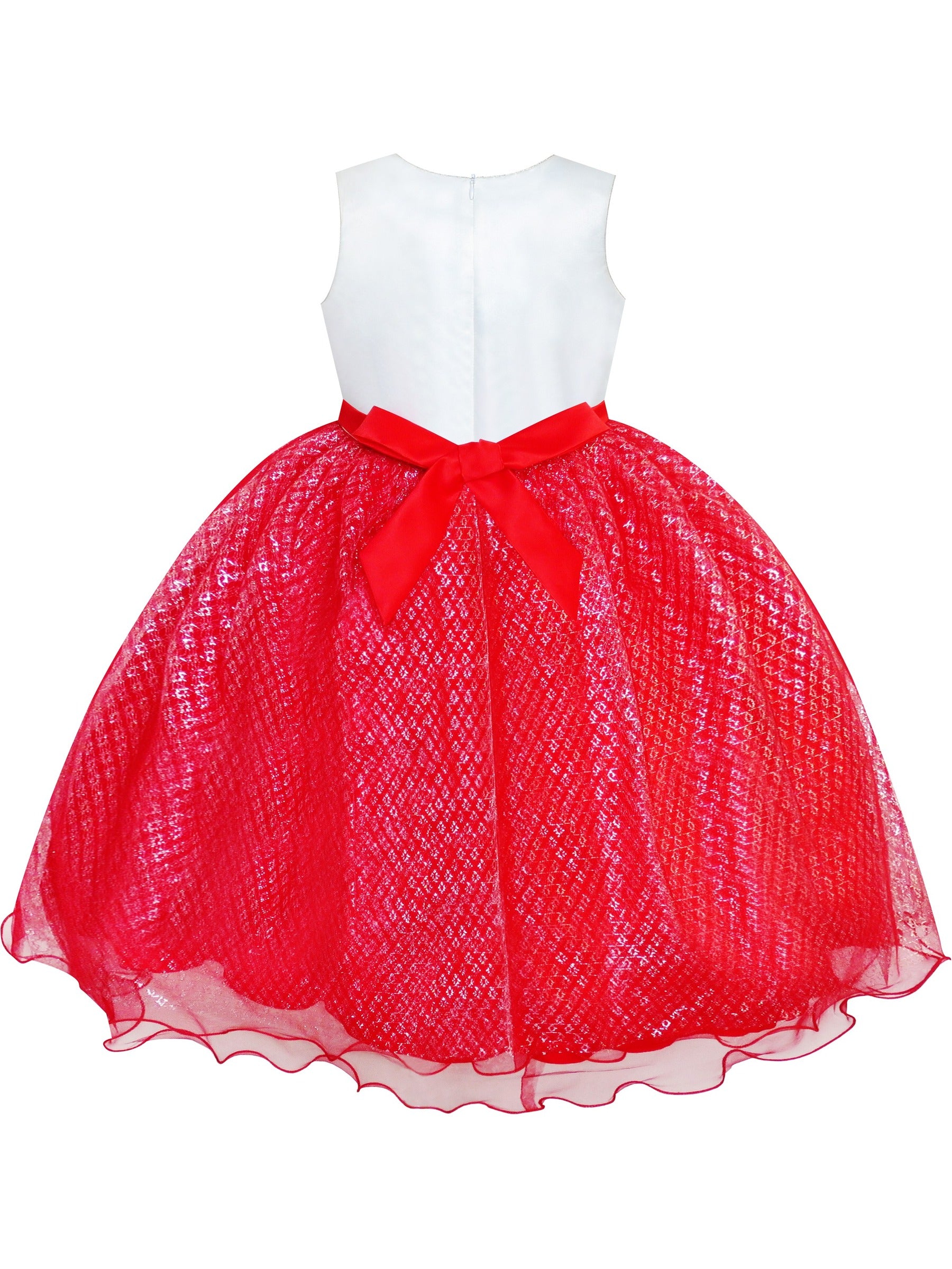 Girls Dress Glitter Sequin Wedding Bridesmaid Pageant Red