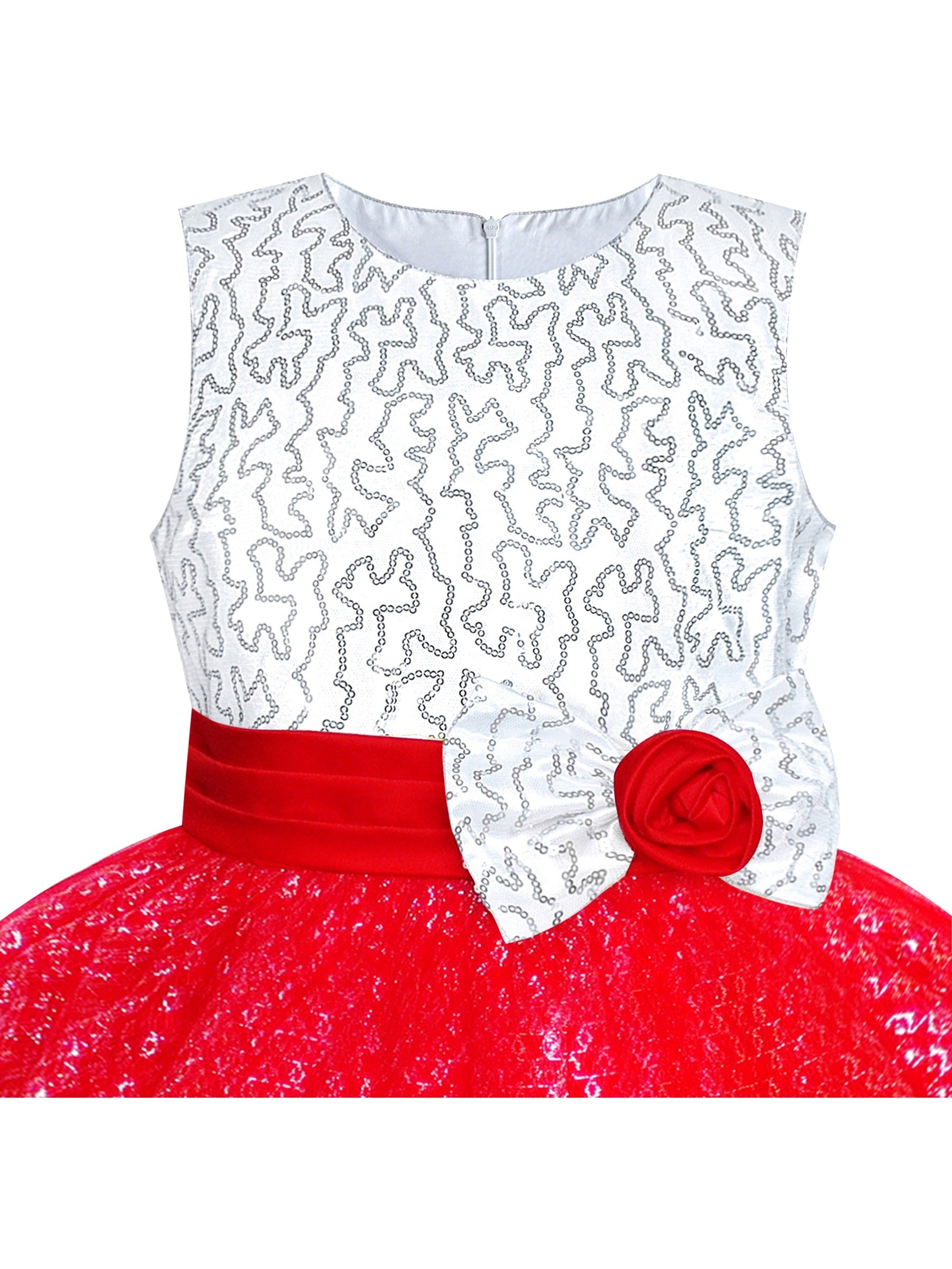 Girls Dress Glitter Sequin Wedding Bridesmaid Pageant Red