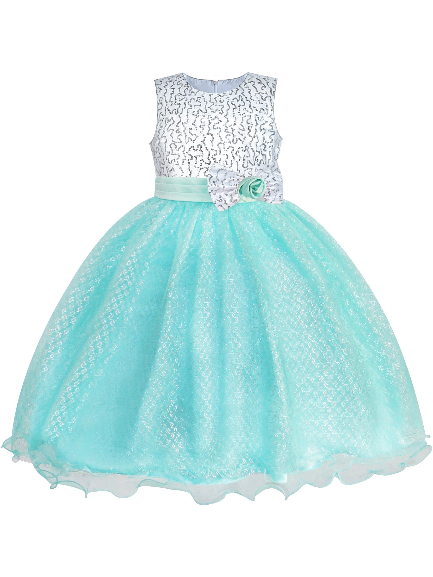 Girls Dress Glitter Sequin Wedding Bridesmaid Pageant Blue