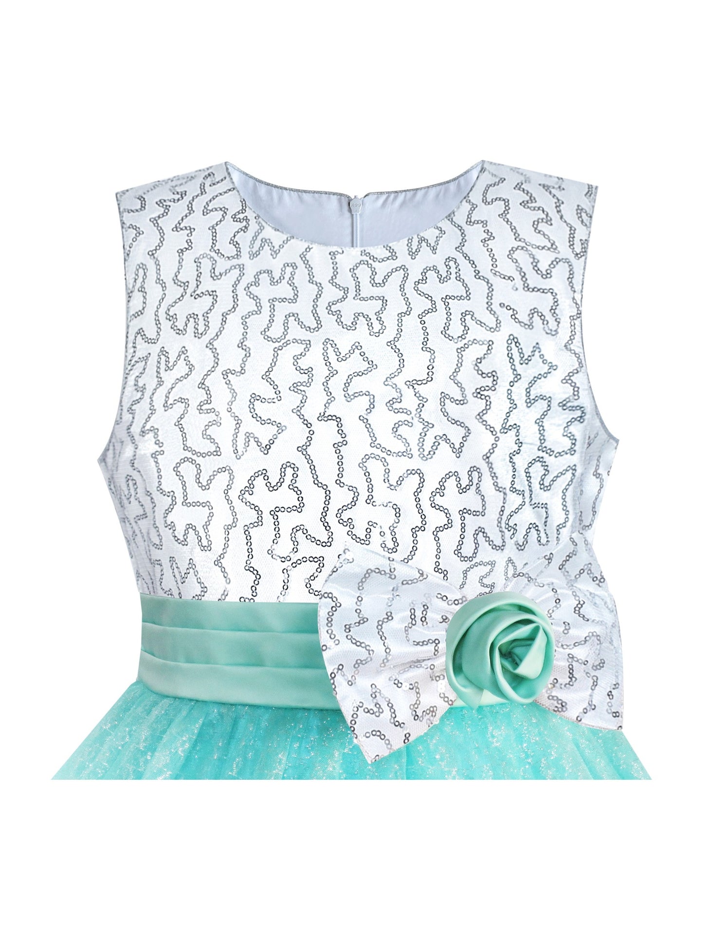 Girls Dress Glitter Sequin Wedding Bridesmaid Pageant Blue