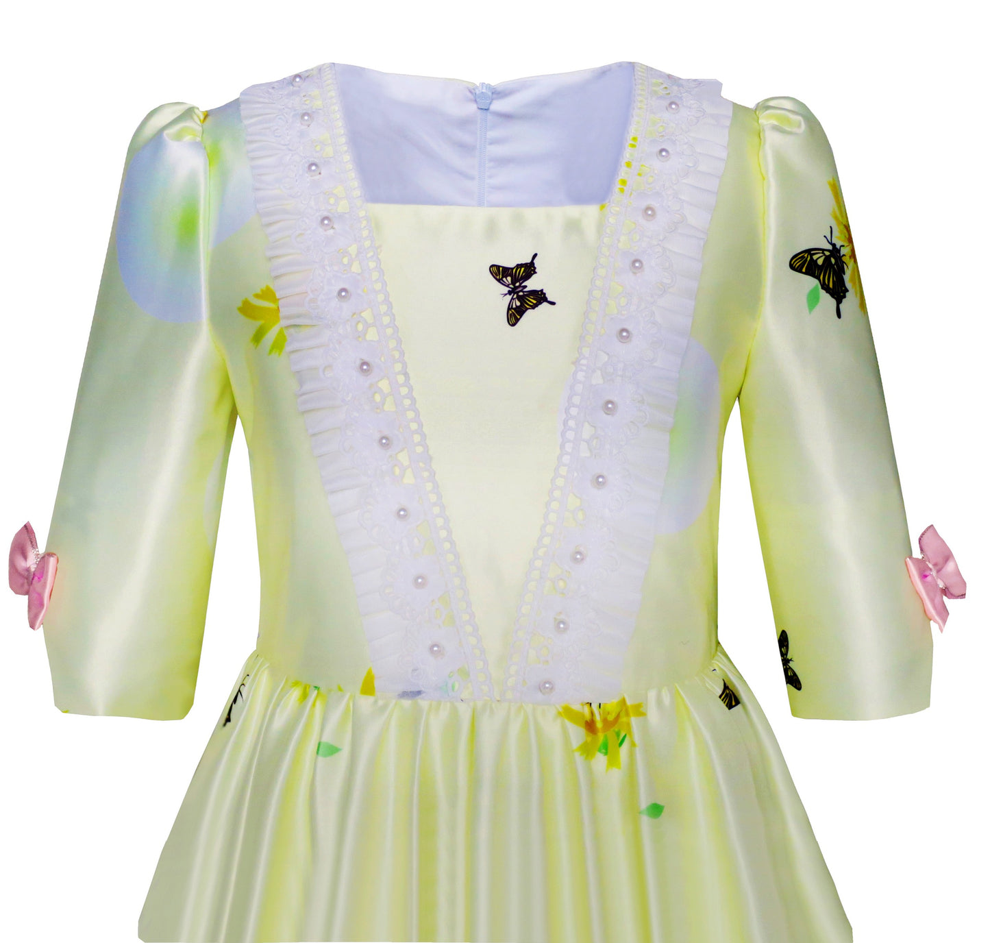 Girls Dress Princess Elsa Castle Butterfly 3/4 Sleeve Dress Multi-Color