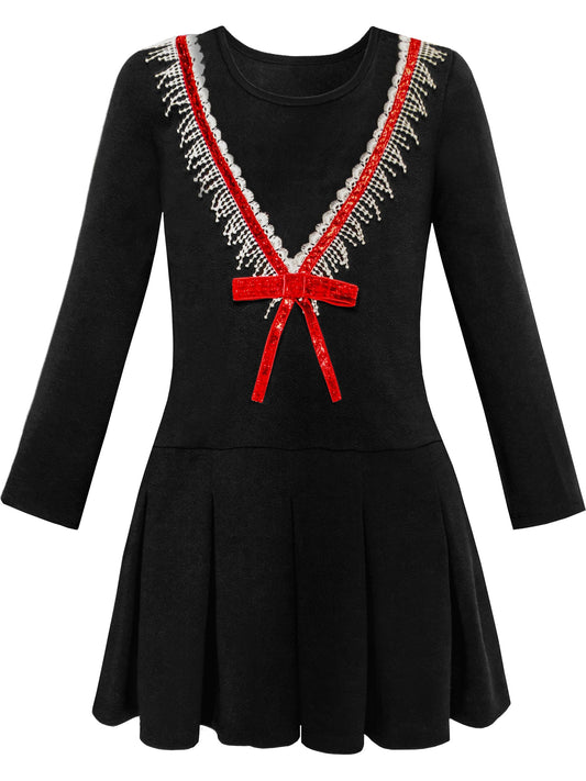 Girls Dress Christmas Santa Reindeer 2-in-1 Top Dress Blue