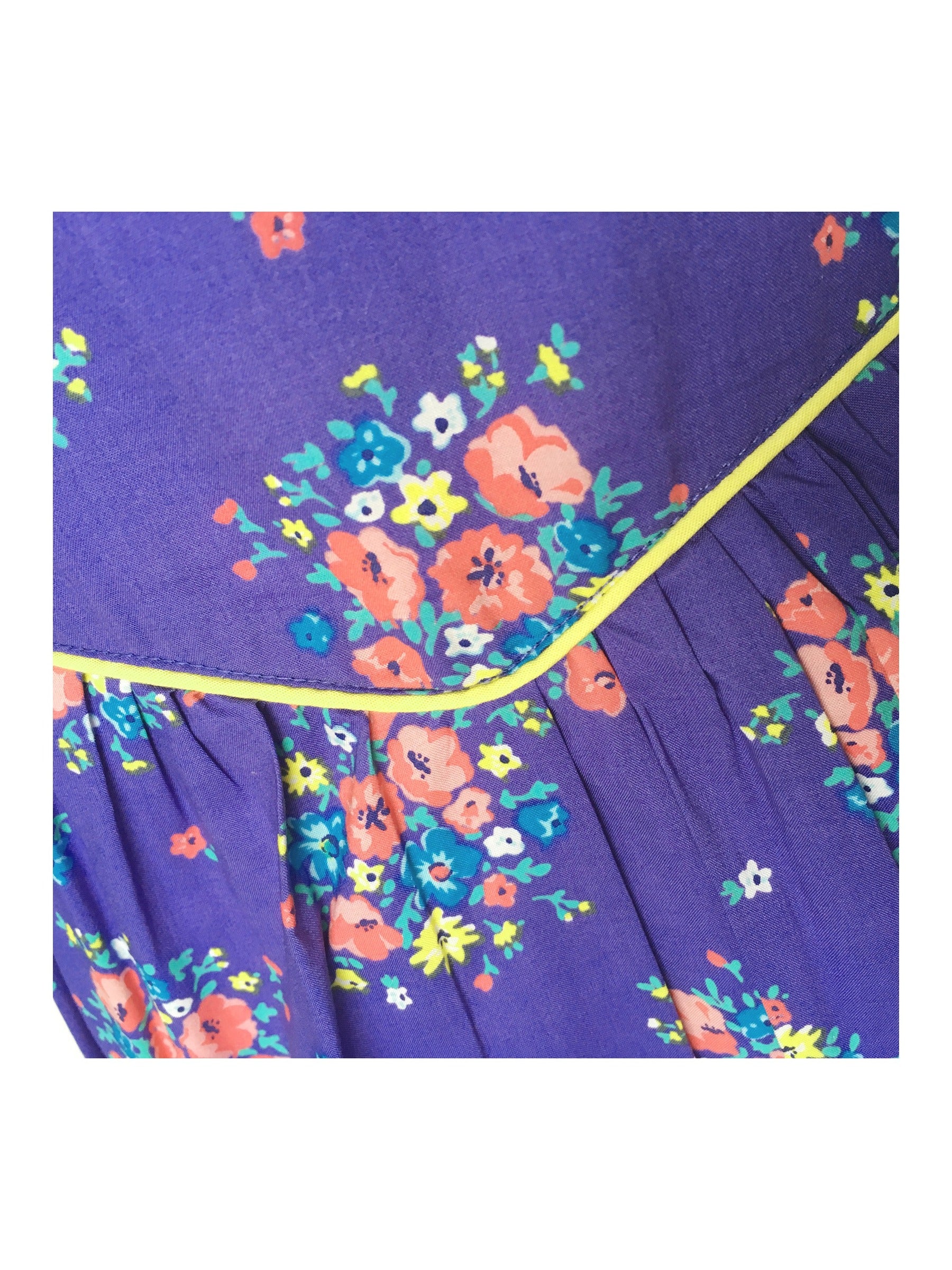 Girls Dress Purple Flower 3/4 Sleeve Princess Party Dress Purple