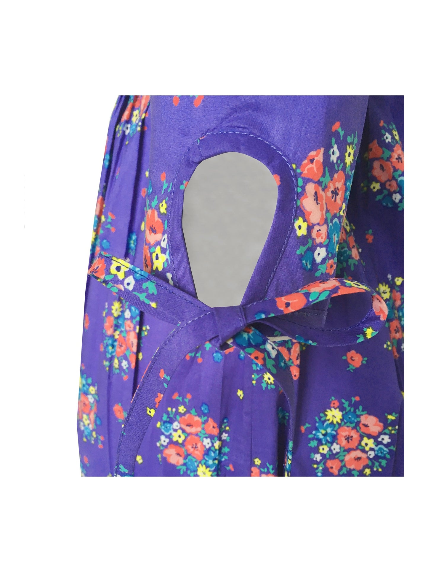 Girls Dress Purple Flower 3/4 Sleeve Princess Party Dress Purple