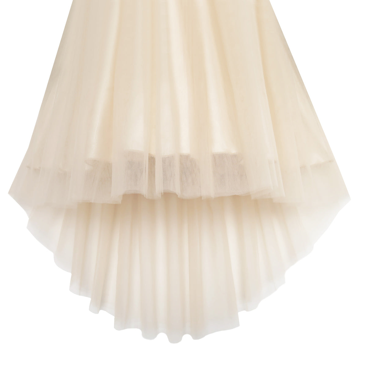 Girls Dress Sequin Mesh Party Wedding Princess Tulle Red - Beige Sequin