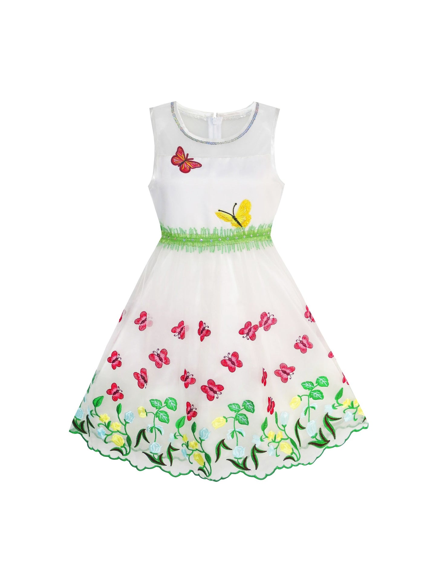 Girls Dress Butterfly Party Birthday Sundress White
