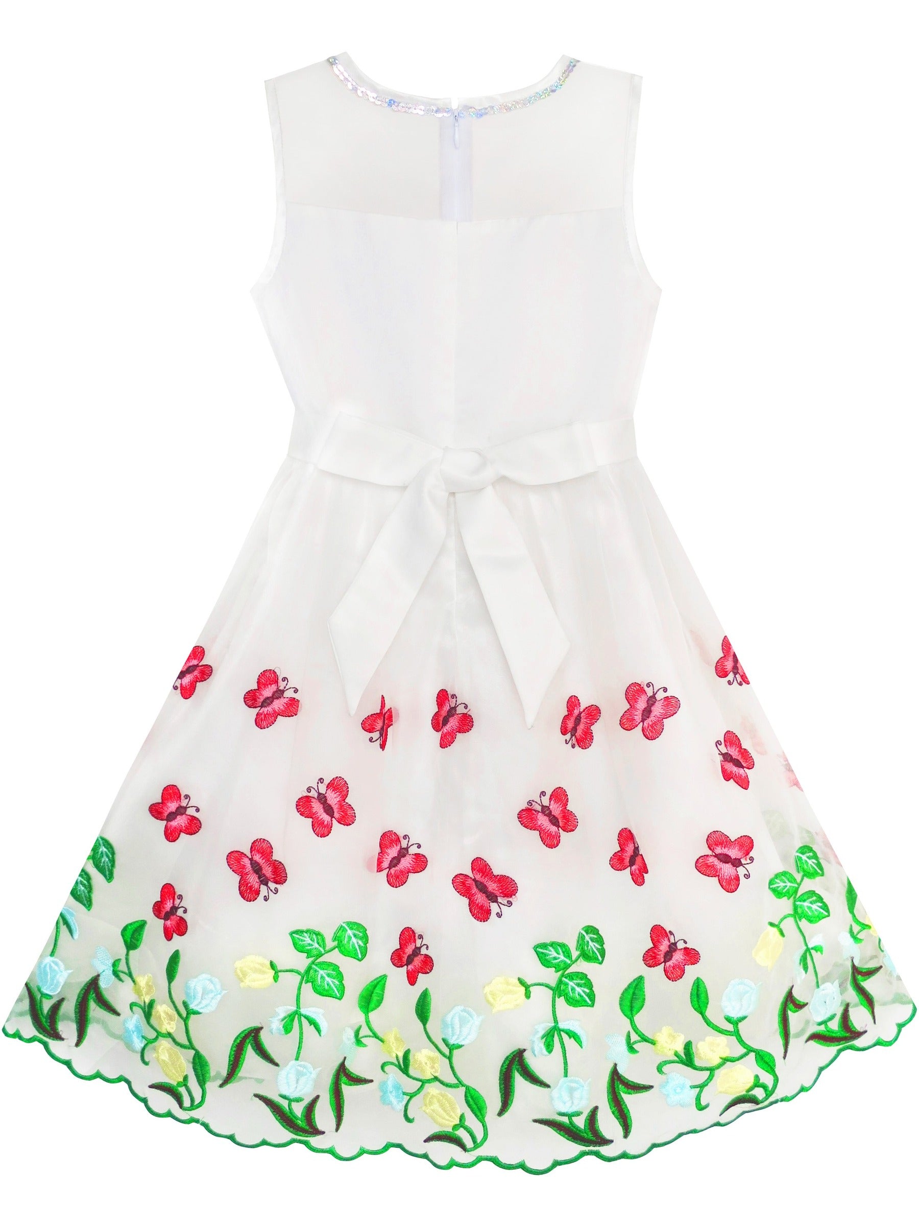 Girls Dress Butterfly Party Birthday Sundress White