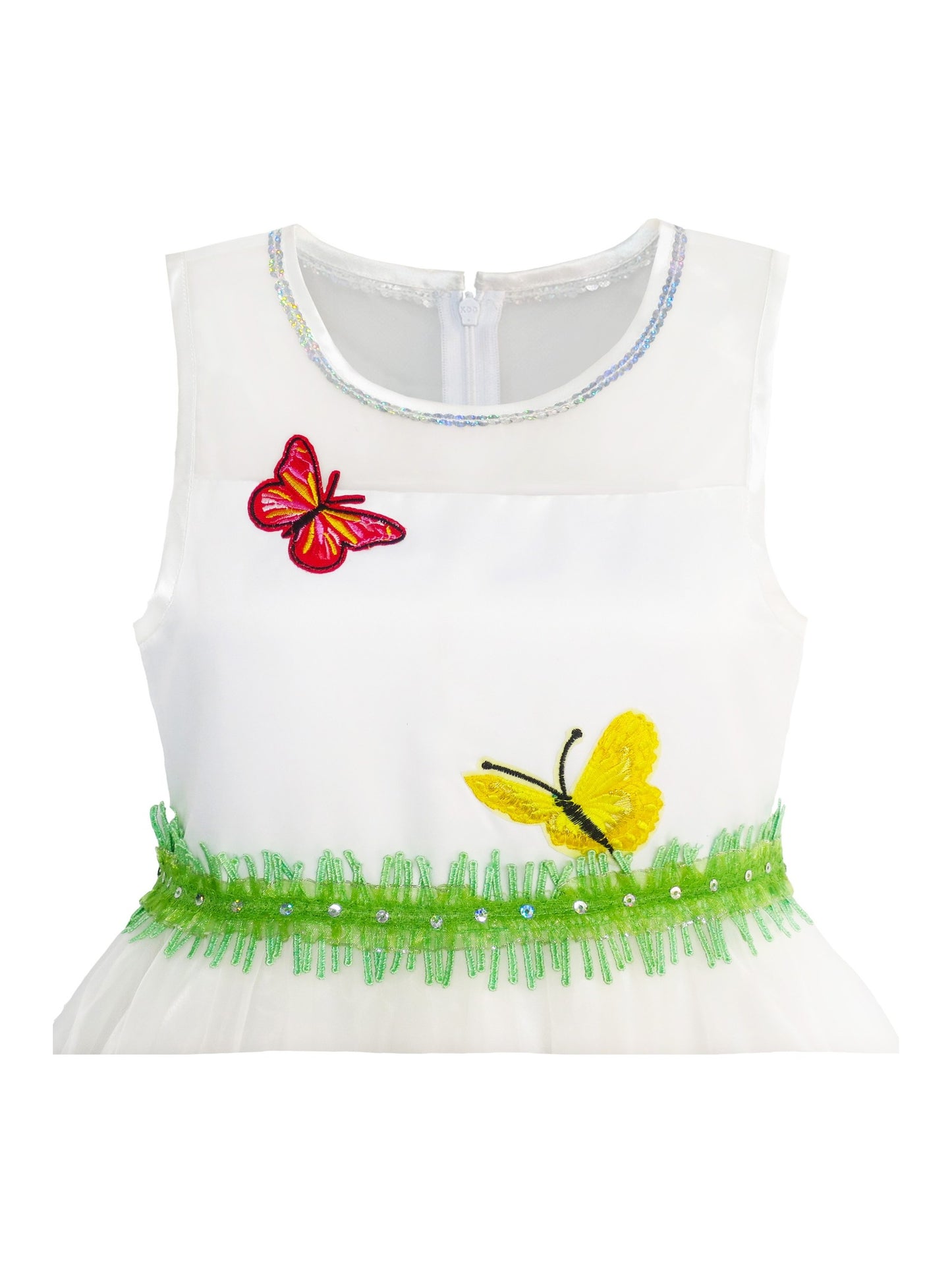 Girls Dress Butterfly Party Birthday Sundress White