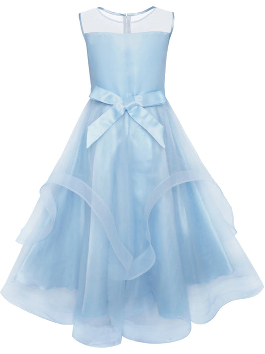 Flower Girls Dress Misty Rose Wedding Pageant Bridesmaid Blue