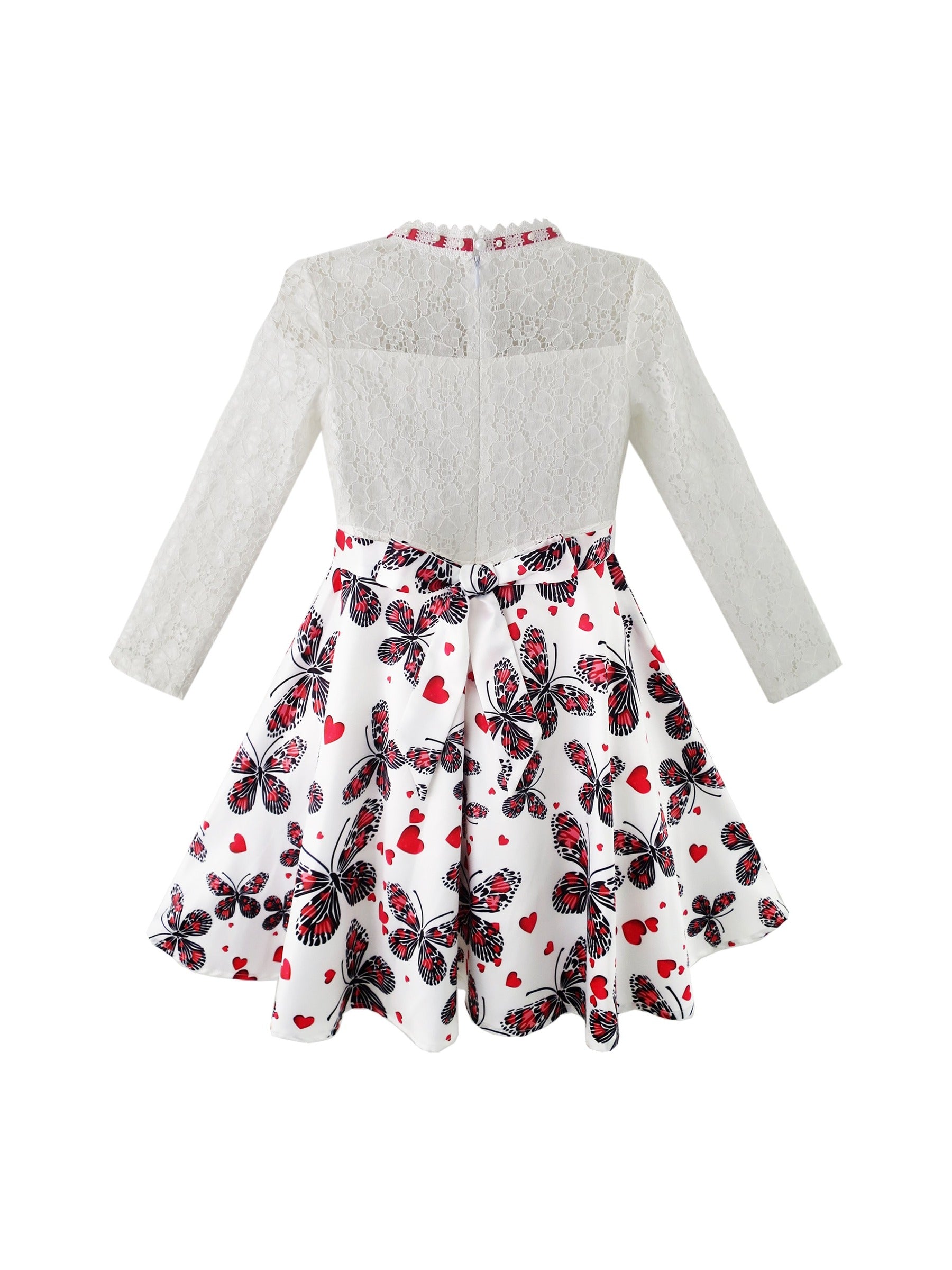 Girls Dress Lace Pearl Plum Blossom Elegant Princess Dress Multi-Color