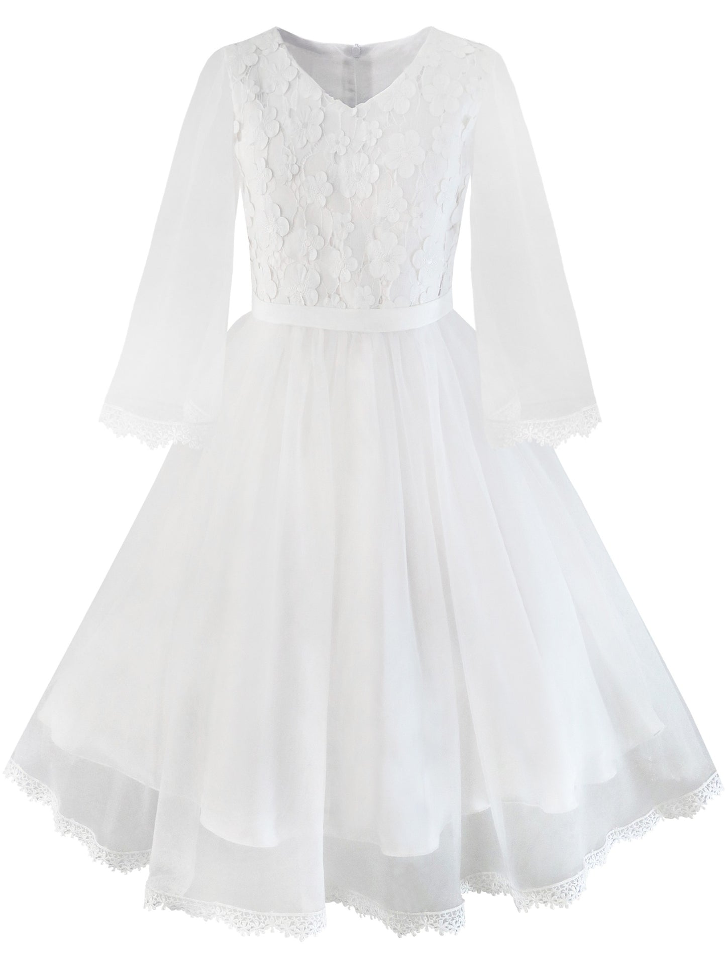 Flower Girls Dress White Wedding Pageant Bridesmaid Gown White