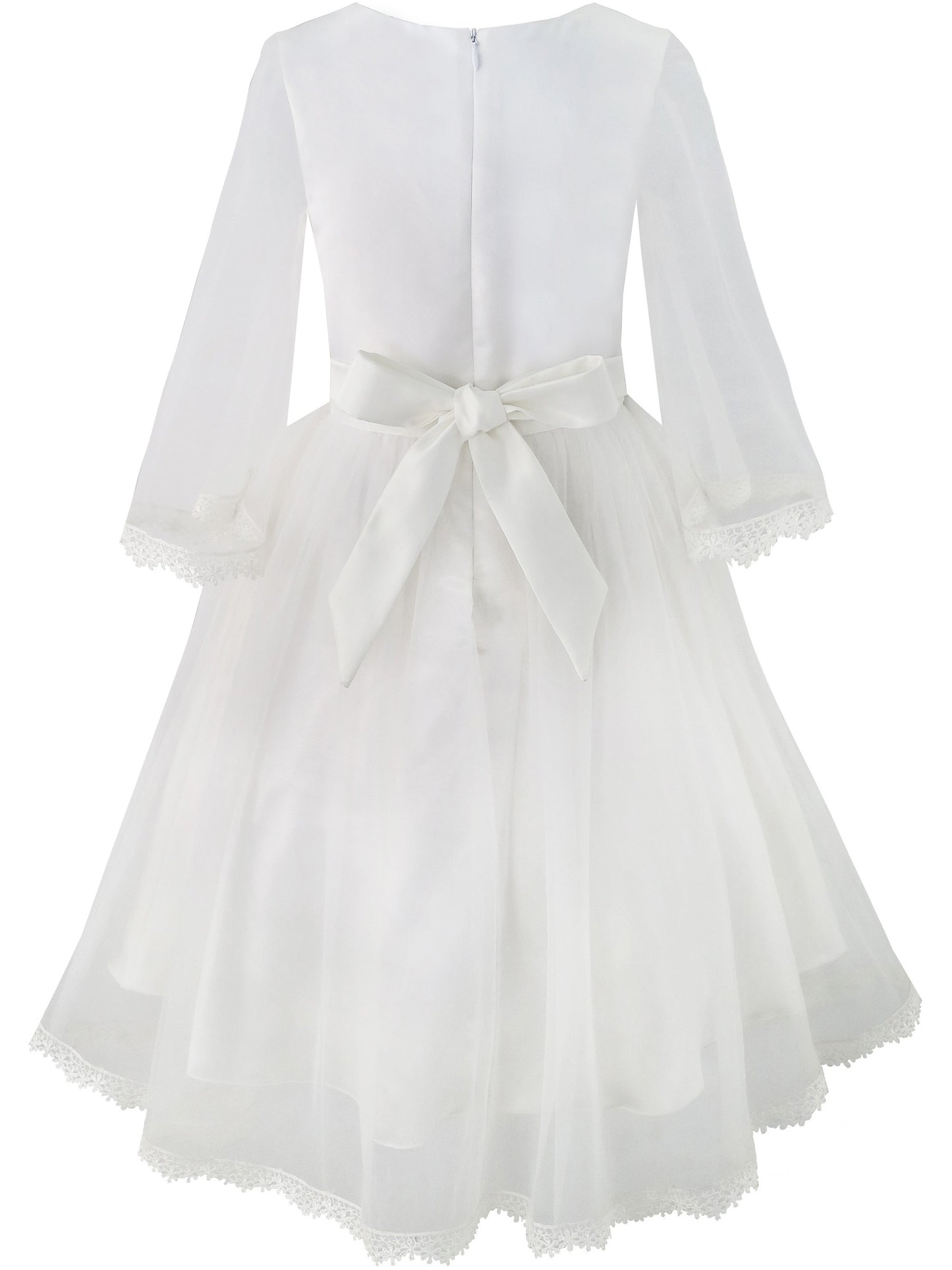 Flower Girls Dress White Wedding Pageant Bridesmaid Gown White