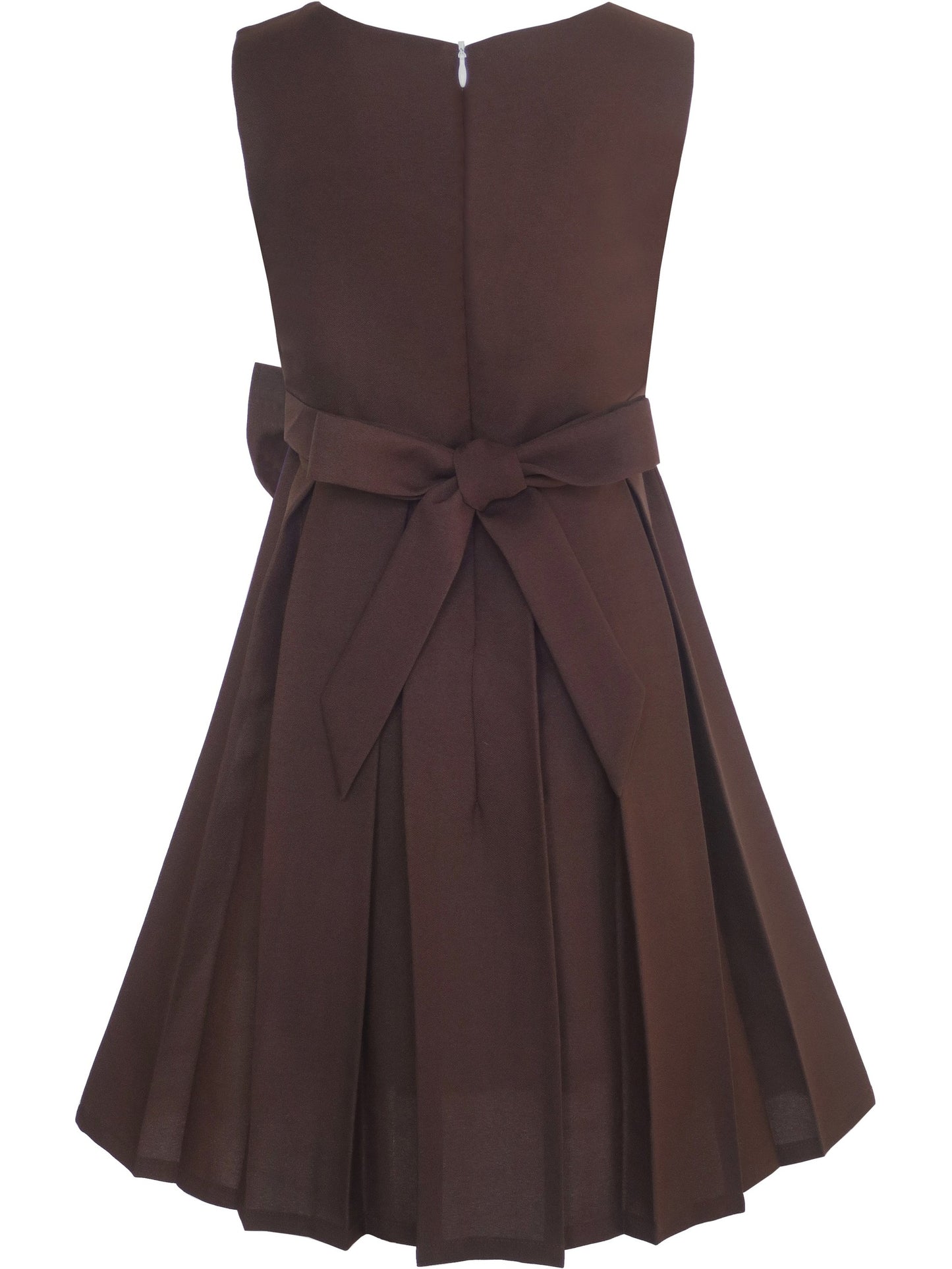 Girls Dress Color Block Contrast Bow Tie Everyday Party Brown