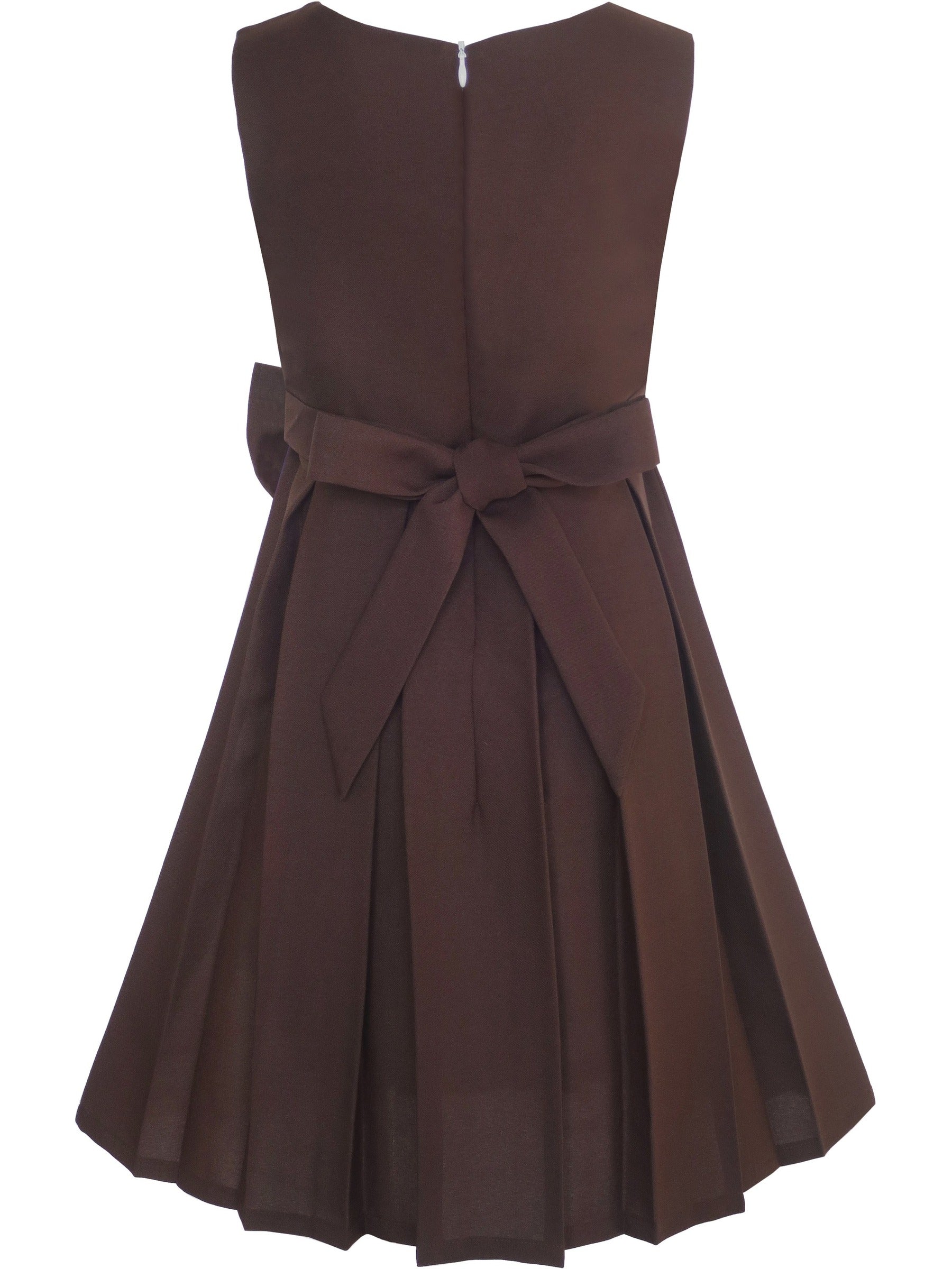 Girls Dress Color Block Contrast Bow Tie Everyday Party Brown