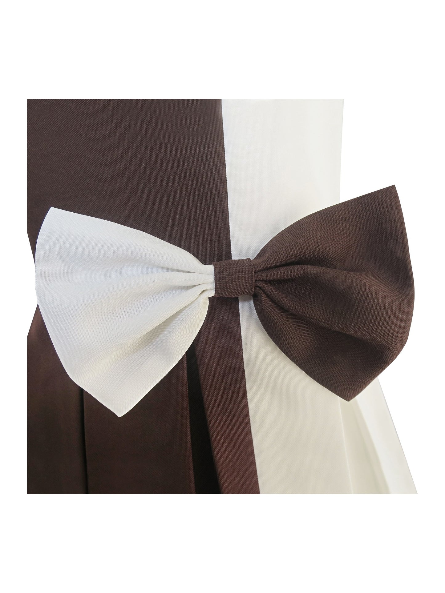 Girls Dress Color Block Contrast Bow Tie Everyday Party Brown