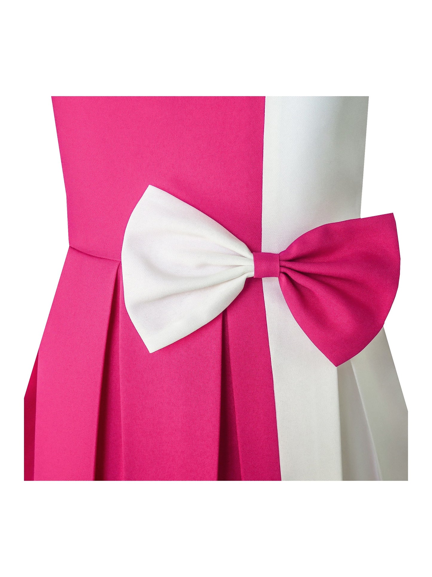 Girls Dress Color Block Contrast Bow Tie Everyday Party Pink