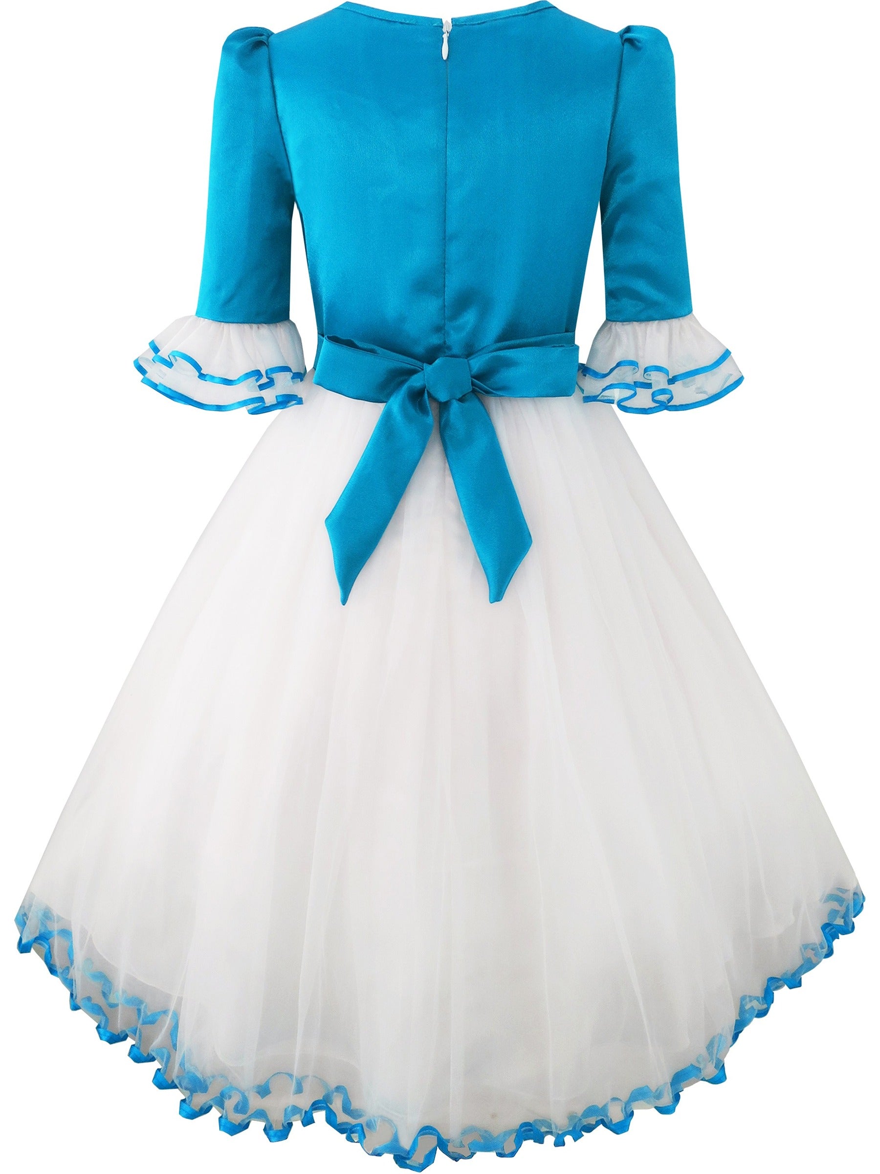 Girls Dress Snow White Princess Cartoon Mermaid Party Costume Ball Blue