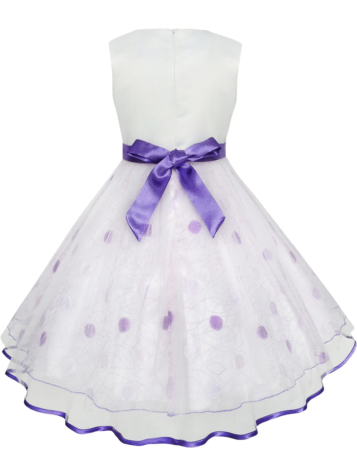Girls Dress Champagne Multi-layers Wedding Pageant Kids Clothes - Purple