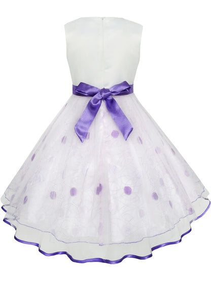 Girls Dress Champagne Multi-layers Wedding Pageant Kids Clothes - Purple