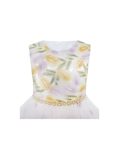 Girls Dress Champagne Multi-layers Wedding Pageant Kids Clothes - Purple