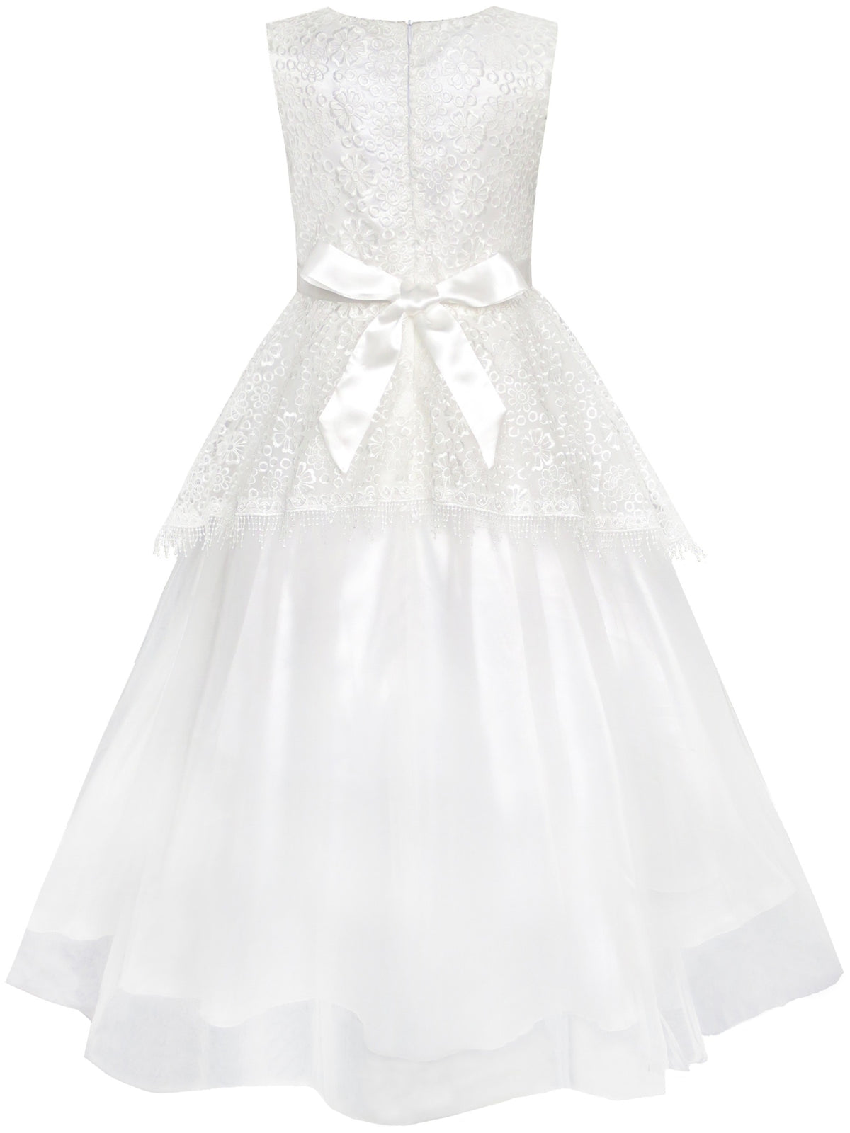 Girls Dress Tank Flower Tulle Skirt Tutu Dress - White 3