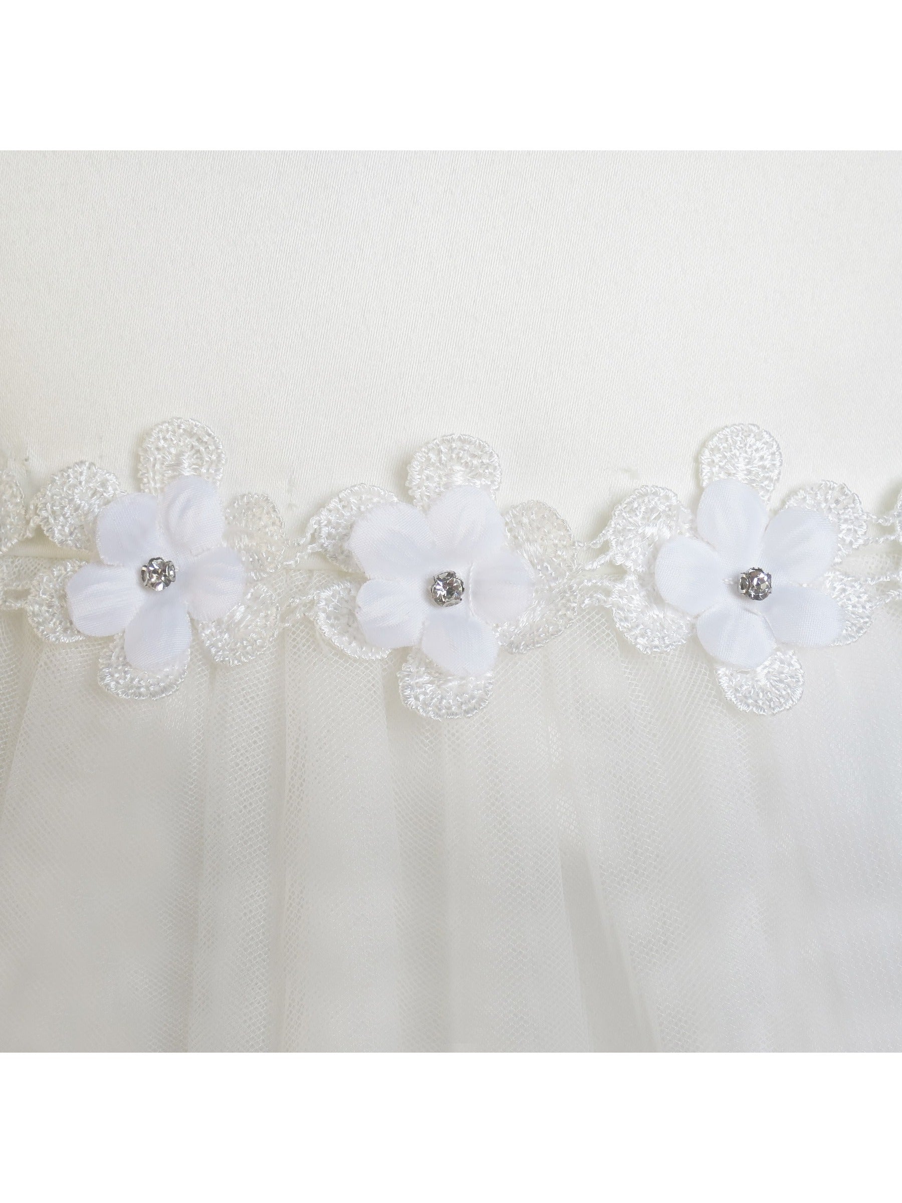Flower Girls Dress Lace Hem Long Sleeve Wedding First Communion White