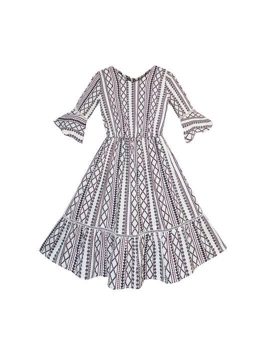 Girls Dress Casual Geometric Sundress holiday Summer Beach Multi-Color