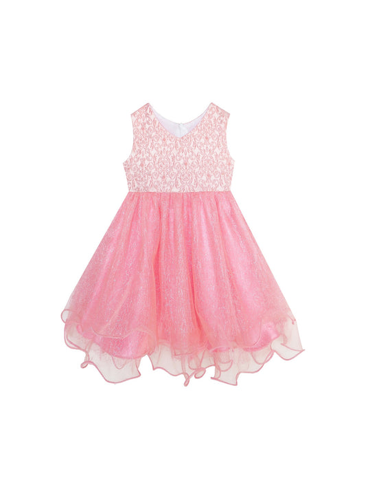Baby Girls Dress Sparkling Lace Sequin Pageant Wedding Birthday Pink