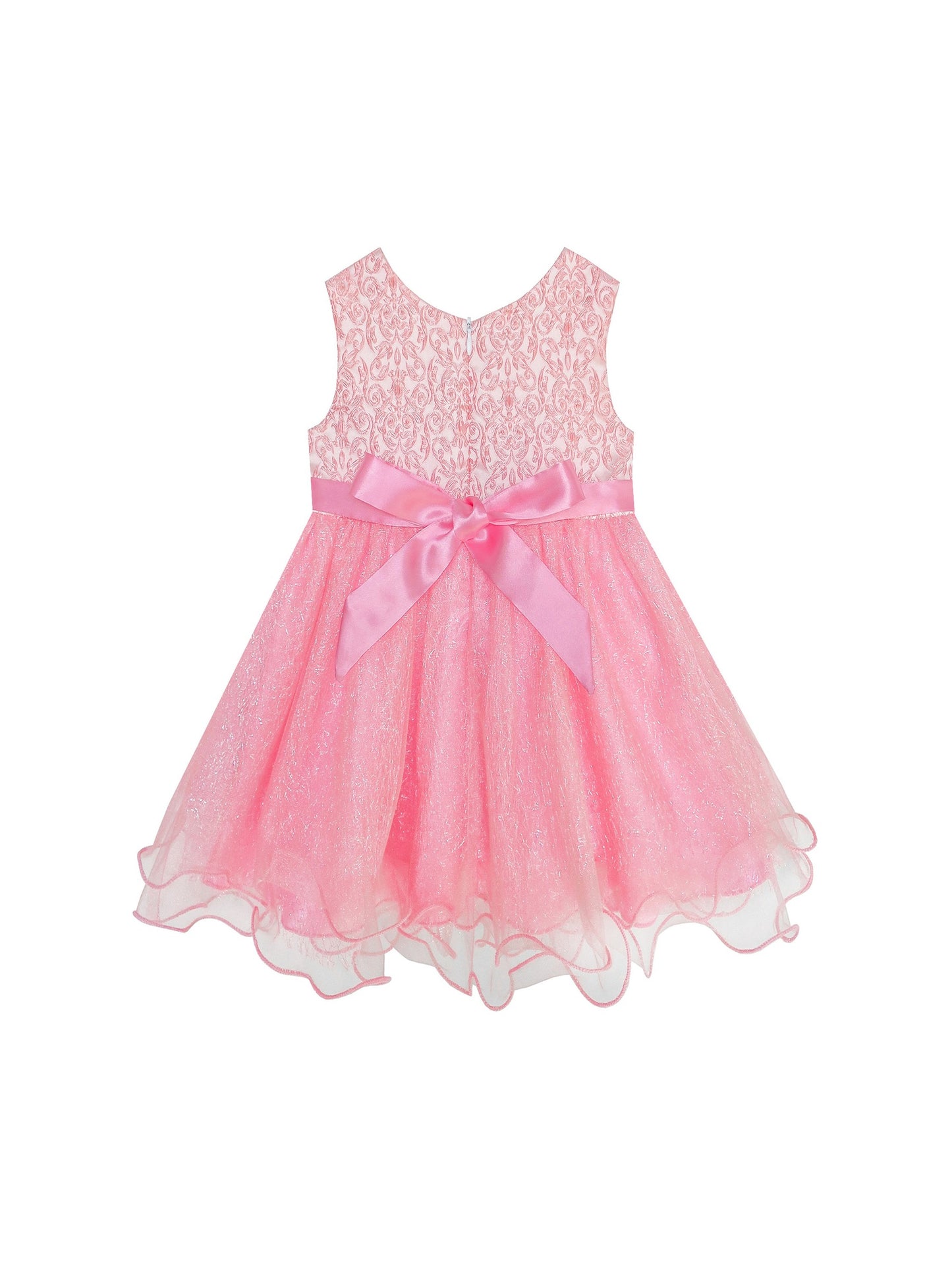 Baby Girls Dress Sparkling Lace Sequin Pageant Wedding Birthday Pink