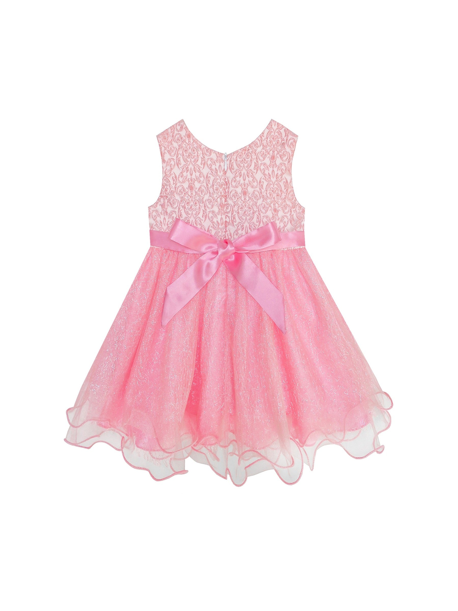 Baby Girls Dress Sparkling Lace Sequin Pageant Wedding Birthday Pink