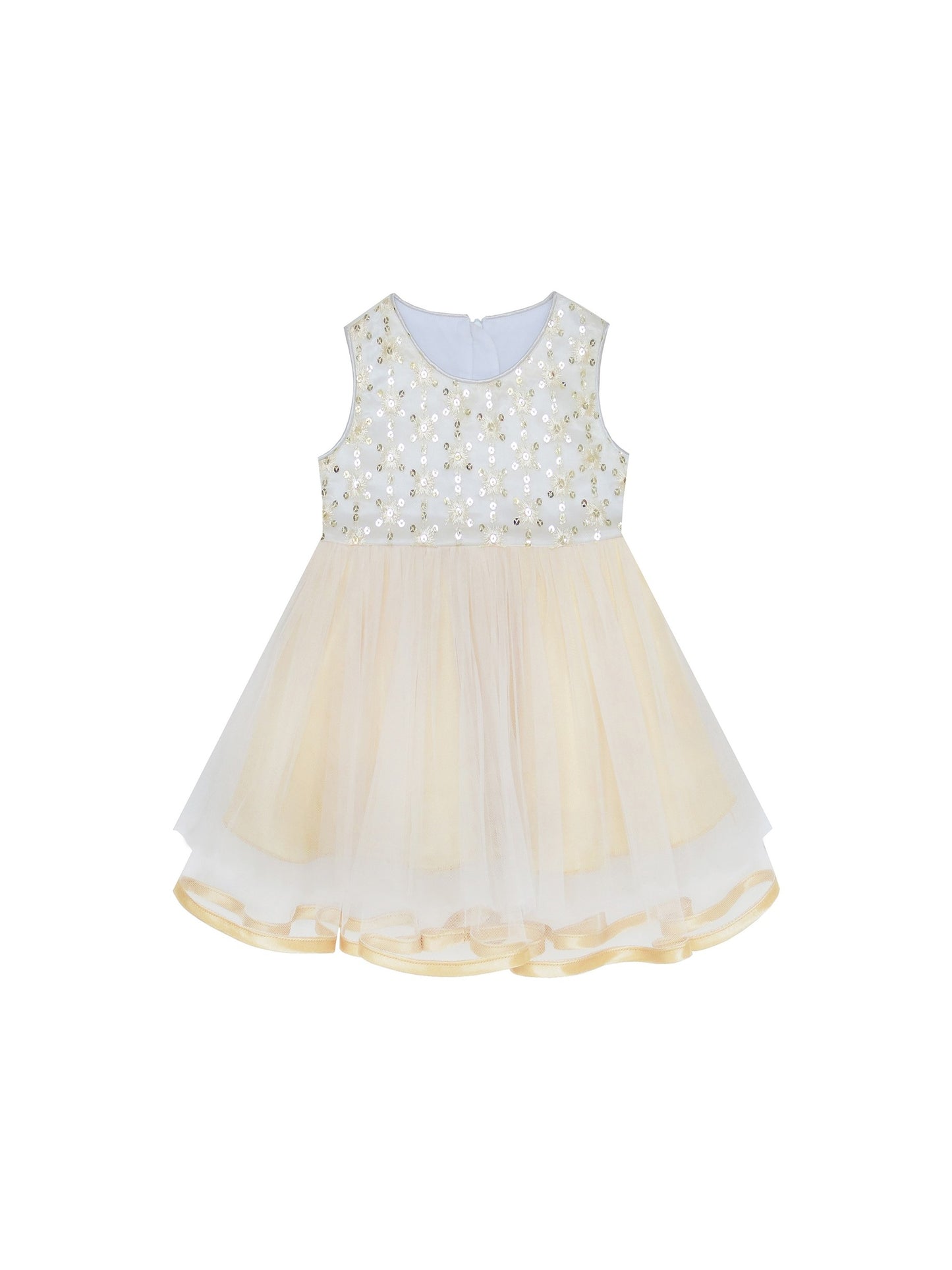 Baby Girls Dress Sparkling Lace Sequin Pageant Wedding Birthday Yellow