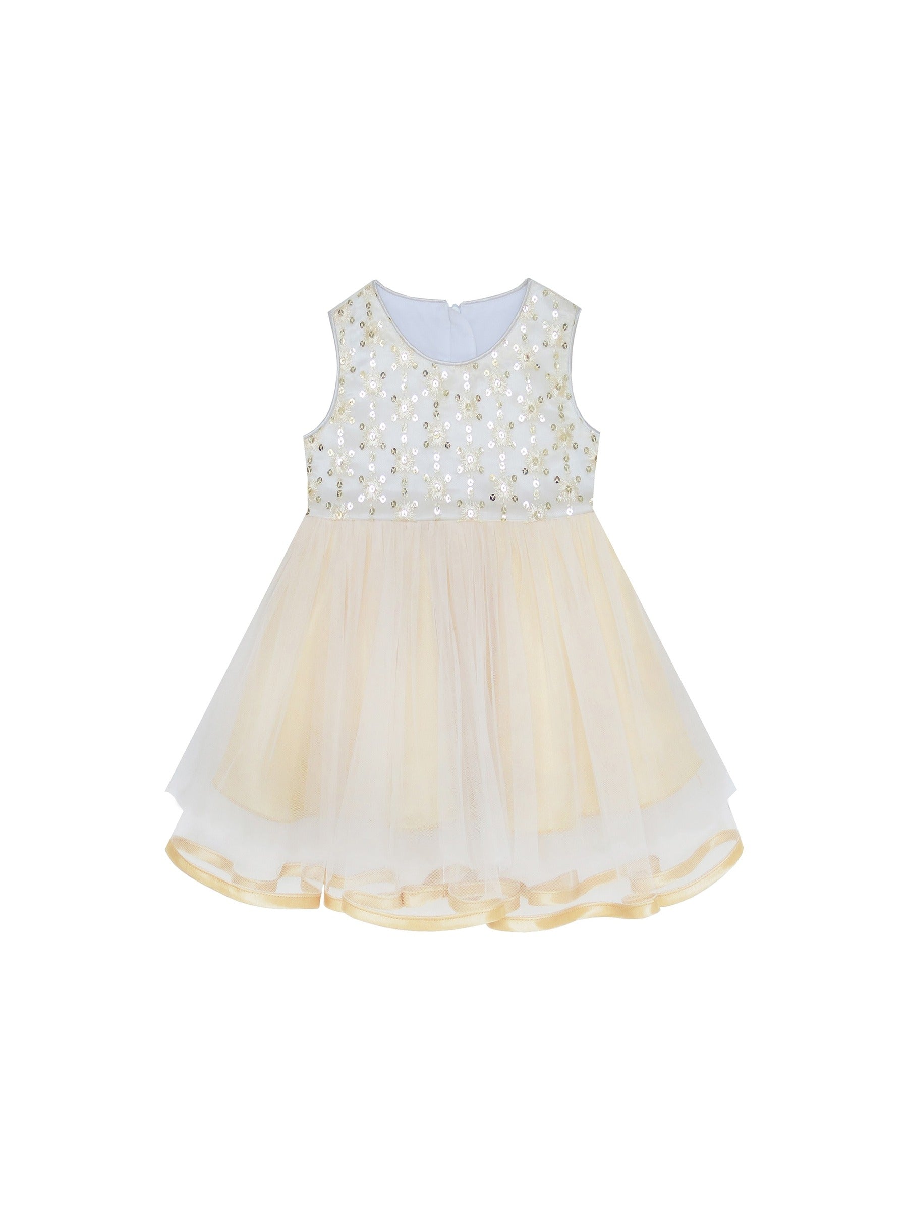 Baby Girls Dress Sparkling Lace Sequin Pageant Wedding Birthday Yellow