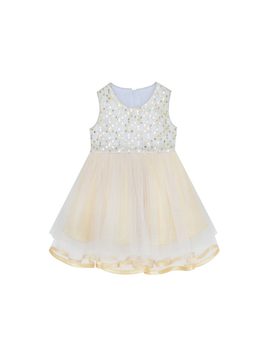 Baby Girls Dress Sparkling Lace Sequin Pageant Wedding Birthday Yellow