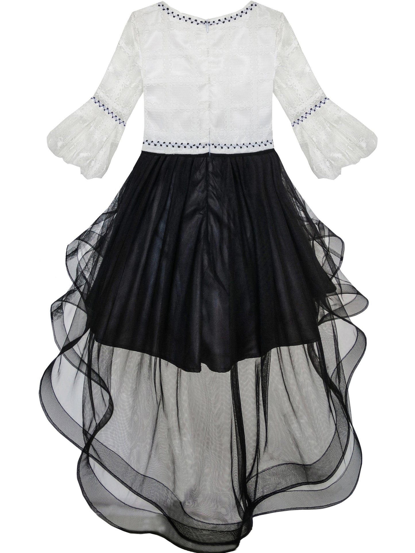 Girls Dress White and Black Hi-lo Party Dancing Pageant Black