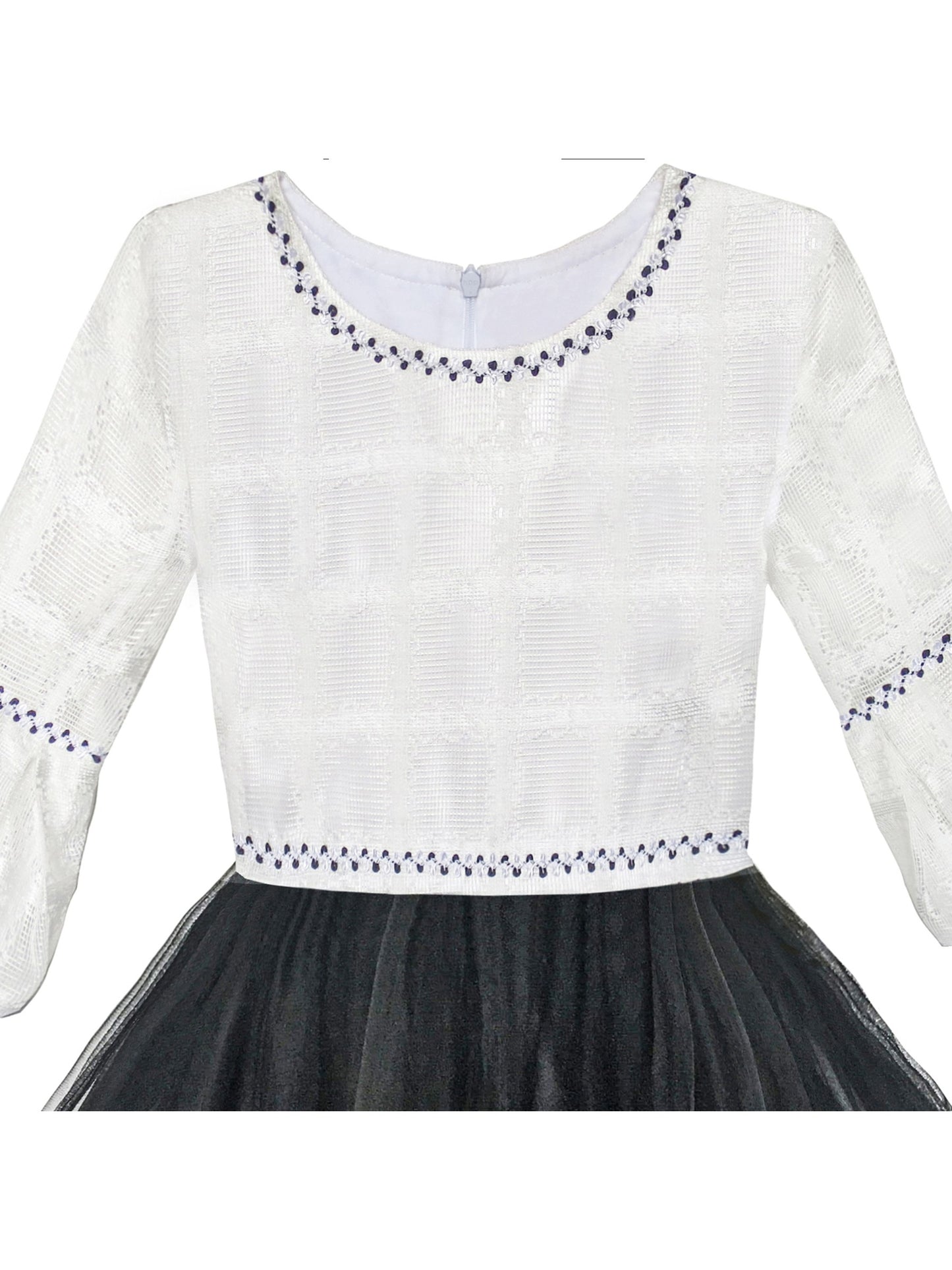 Girls Dress White and Black Hi-lo Party Dancing Pageant Black