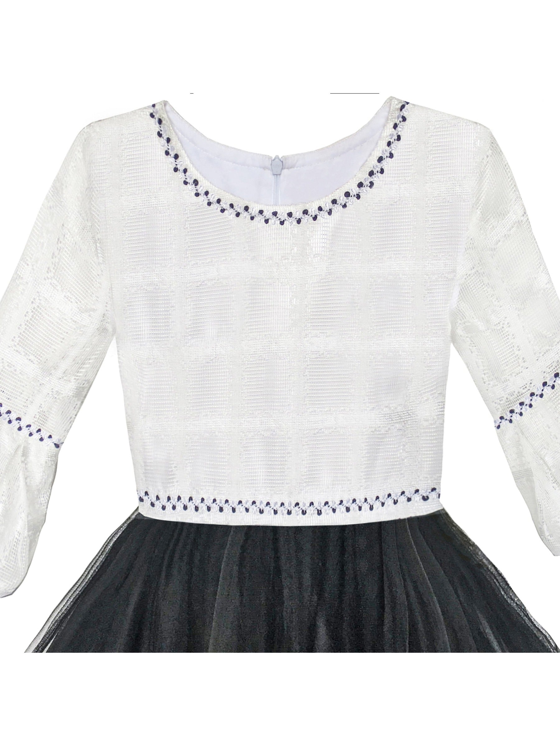 Girls Dress White and Black Hi-lo Party Dancing Pageant Black