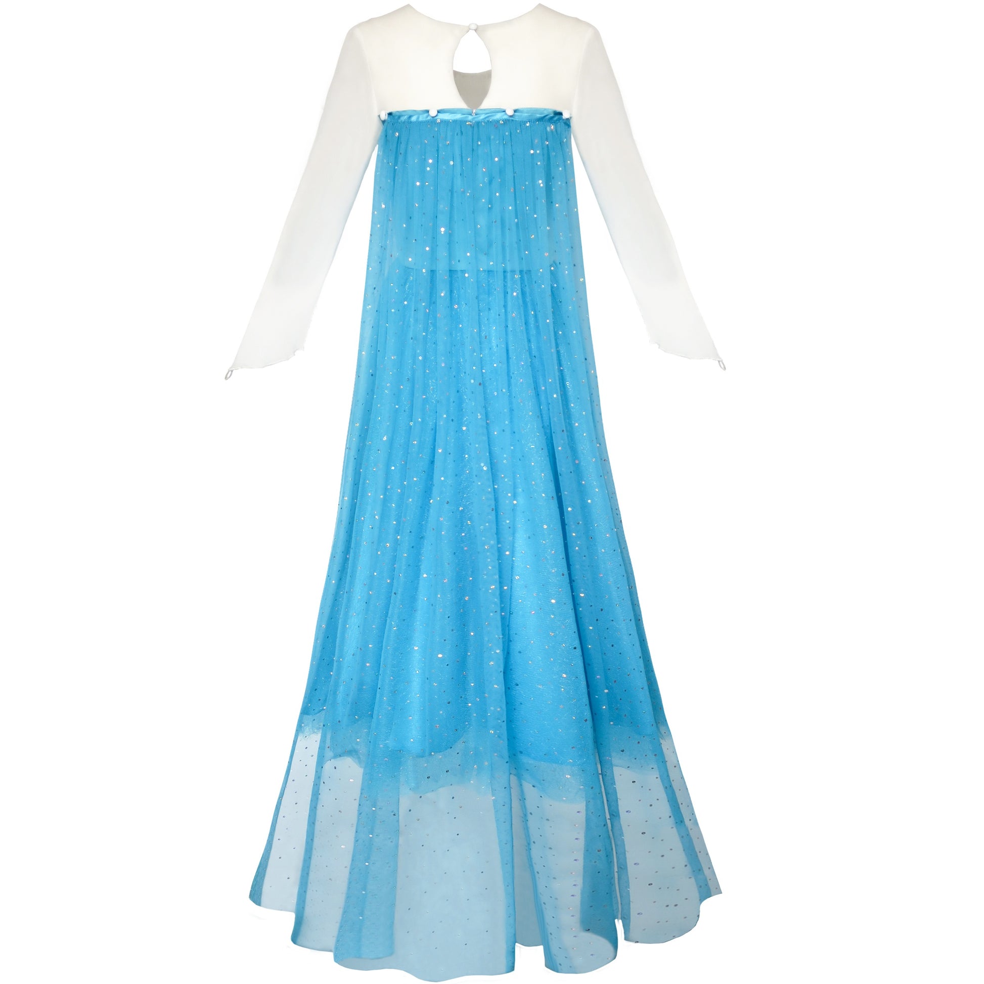 Girls Dress Cartoon Costume Princess Elsa Sparkling Party Blue