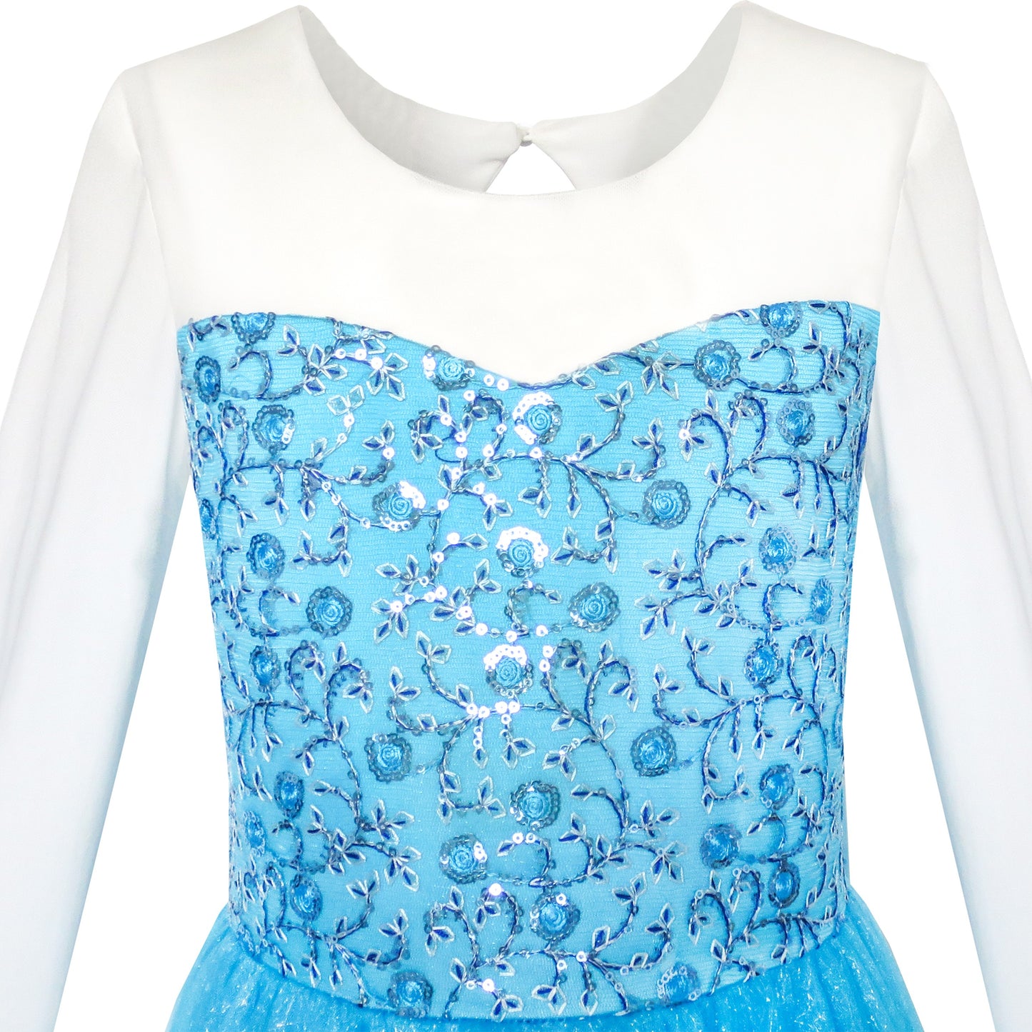 Girls Dress Cartoon Costume Princess Elsa Sparkling Party Blue