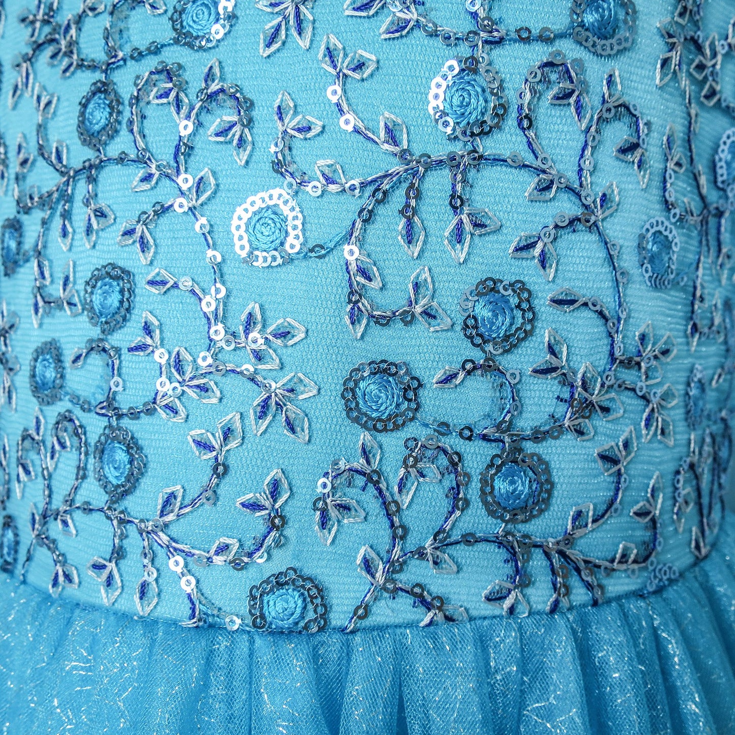 Girls Dress Cartoon Costume Princess Elsa Sparkling Party Blue
