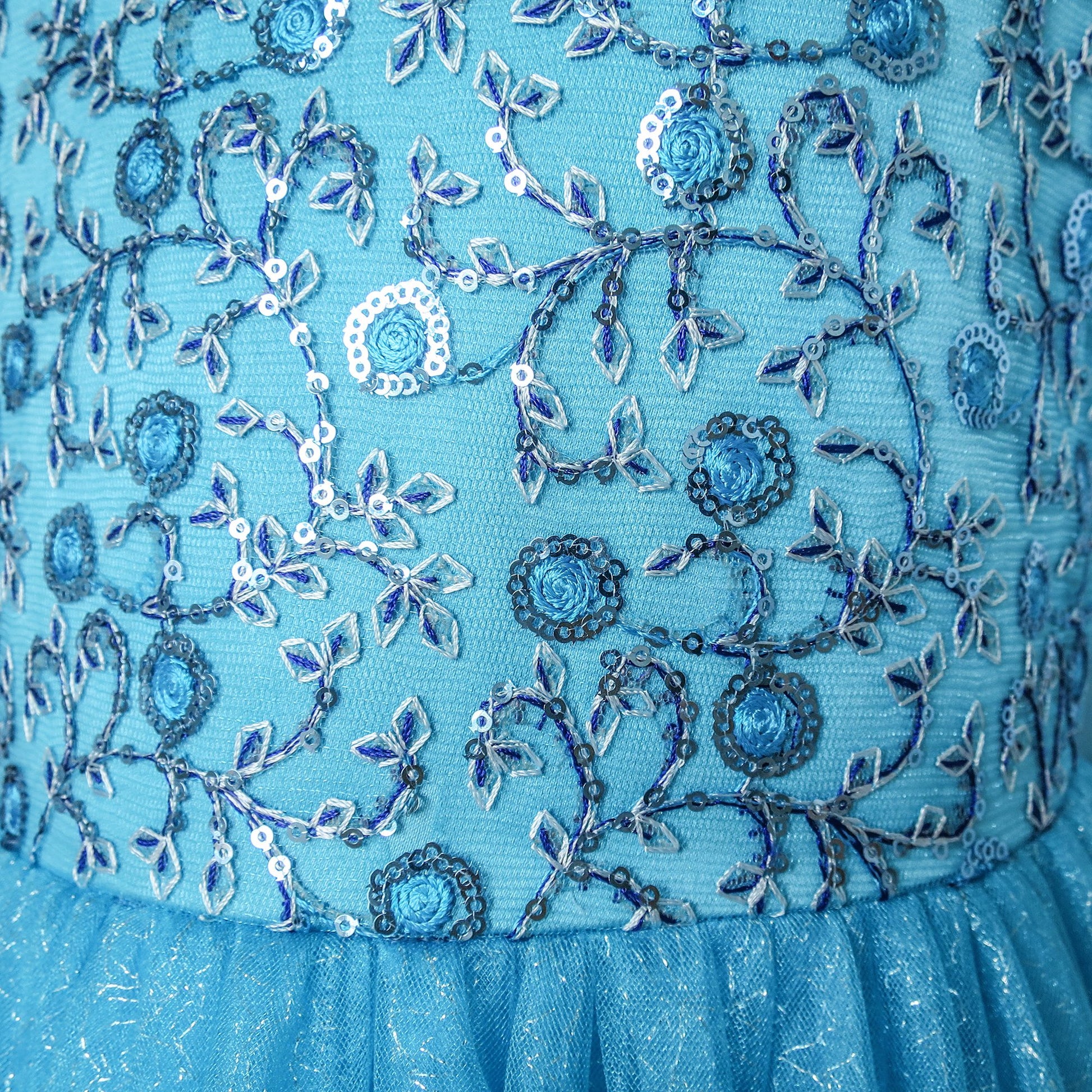 Girls Dress Cartoon Costume Princess Elsa Sparkling Party Blue