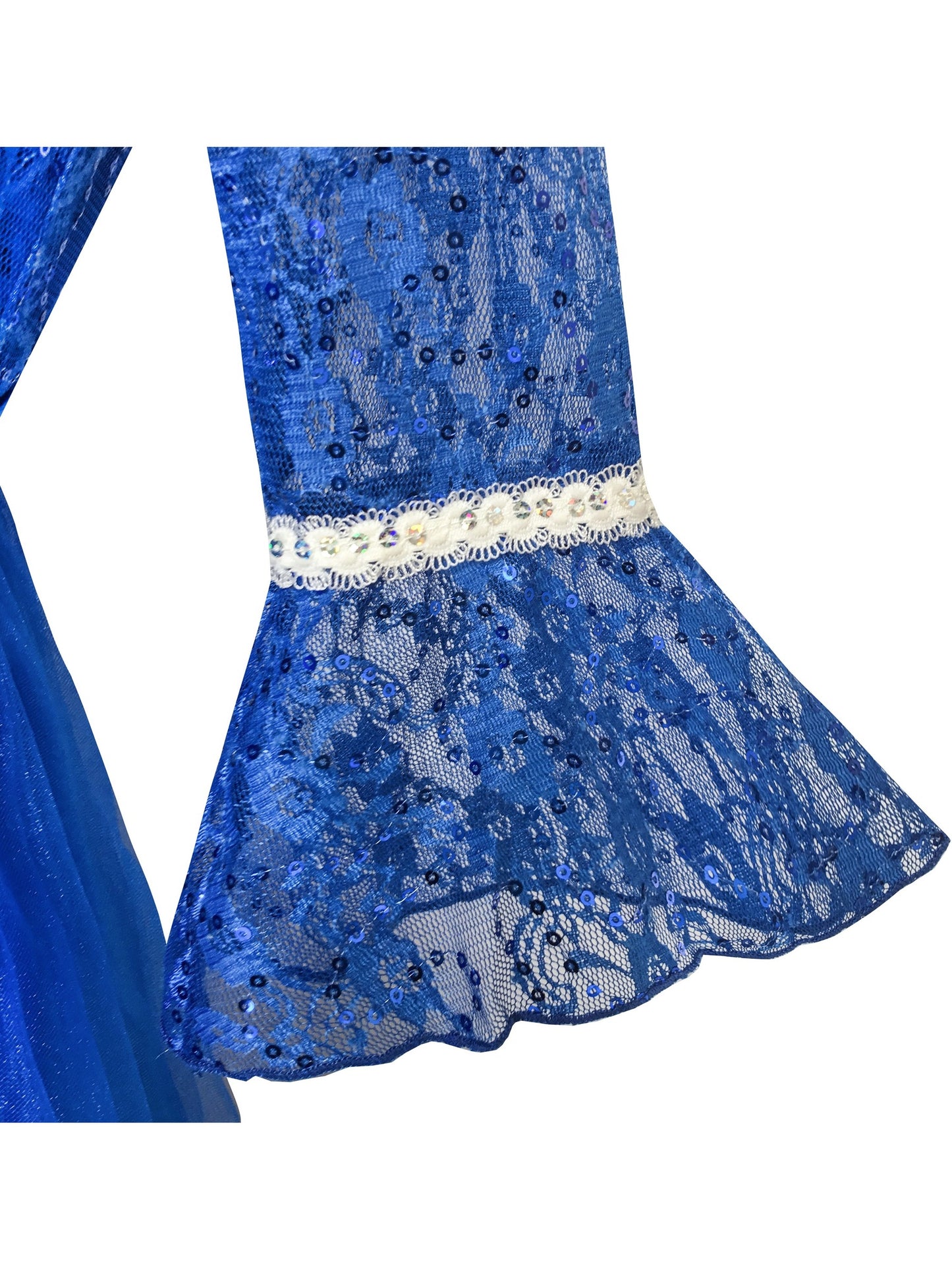 Girls Dress Lace Sequin V-neckline Pageant Wedding Blue