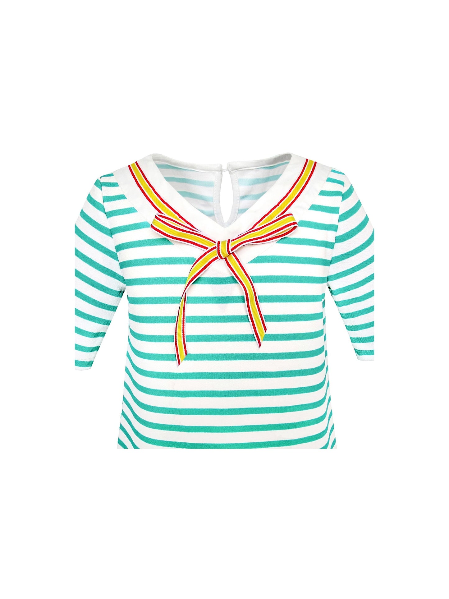 Girls Dress Striped School Uniform Bow Tie Jumper Green